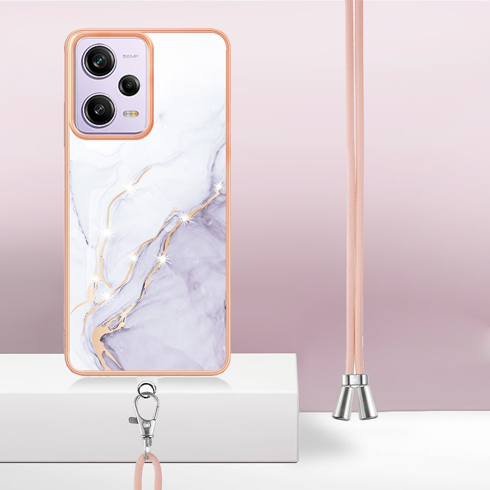 YB IMD Series-9 TPU Phone Case for Xiaomi Redmi Note 12 Pro 5G / Note 12 Pro Speed 5G / Poco X5 Pro 5G , Marble Pattern Electroplated Cover - White 006