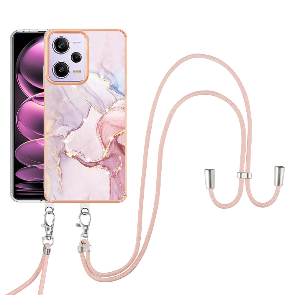 YB IMD Series-9 TPU Phone Case for Xiaomi Redmi Note 12 Pro 5G / Note 12 Pro Speed 5G / Poco X5 Pro 5G , Marble Pattern Electroplated Cover - Rose Gold 005