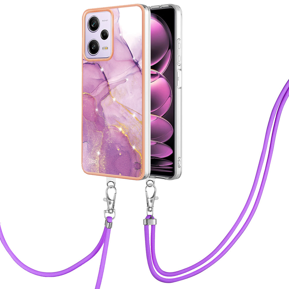 YB IMD Series-9 TPU Phone Case for Xiaomi Redmi Note 12 Pro 5G / Note 12 Pro Speed 5G / Poco X5 Pro 5G , Marble Pattern Electroplated Cover - Purple 001