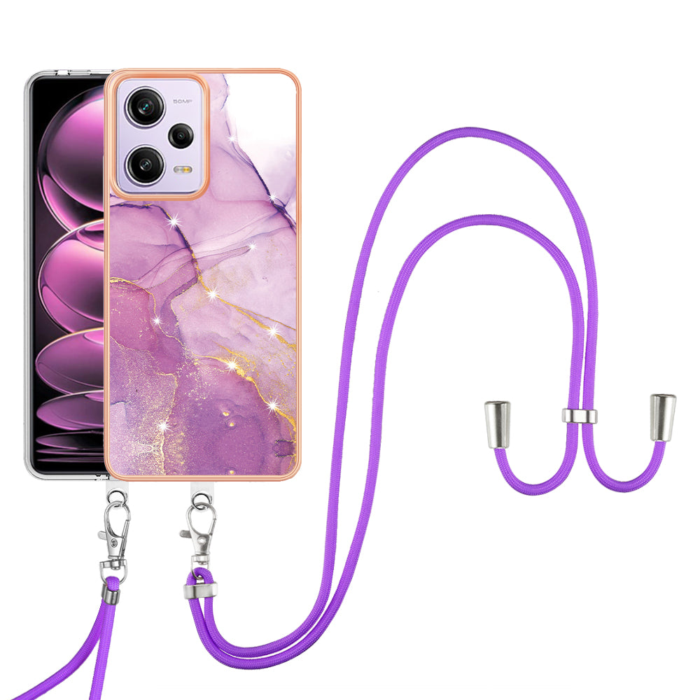 YB IMD Series-9 TPU Phone Case for Xiaomi Redmi Note 12 Pro 5G / Note 12 Pro Speed 5G / Poco X5 Pro 5G , Marble Pattern Electroplated Cover - Purple 001