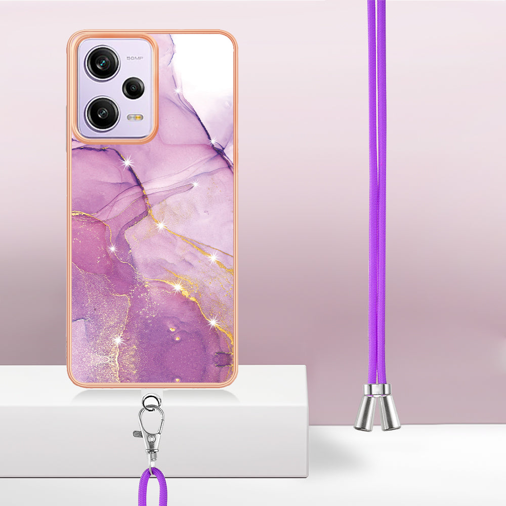 YB IMD Series-9 TPU Phone Case for Xiaomi Redmi Note 12 Pro 5G / Note 12 Pro Speed 5G / Poco X5 Pro 5G , Marble Pattern Electroplated Cover - Purple 001
