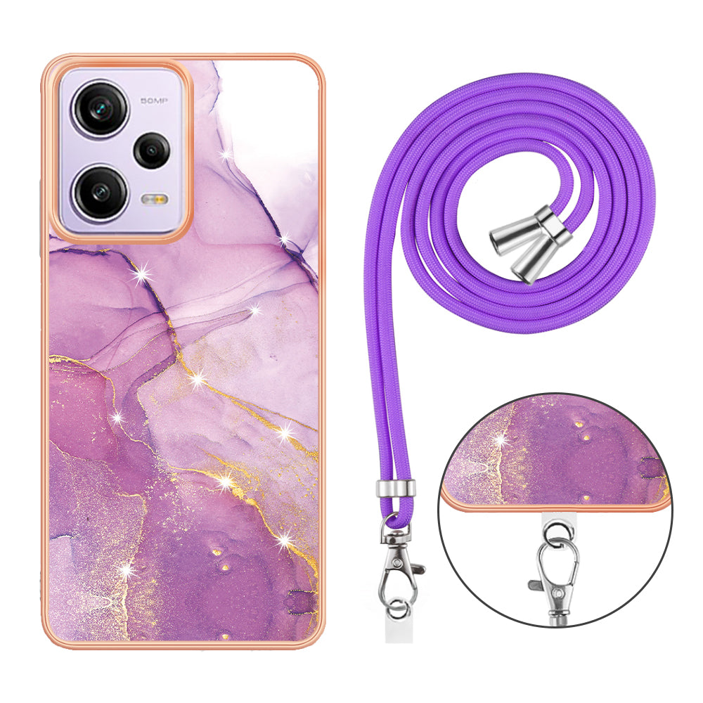 YB IMD Series-9 TPU Phone Case for Xiaomi Redmi Note 12 Pro 5G / Note 12 Pro Speed 5G / Poco X5 Pro 5G , Marble Pattern Electroplated Cover - Purple 001