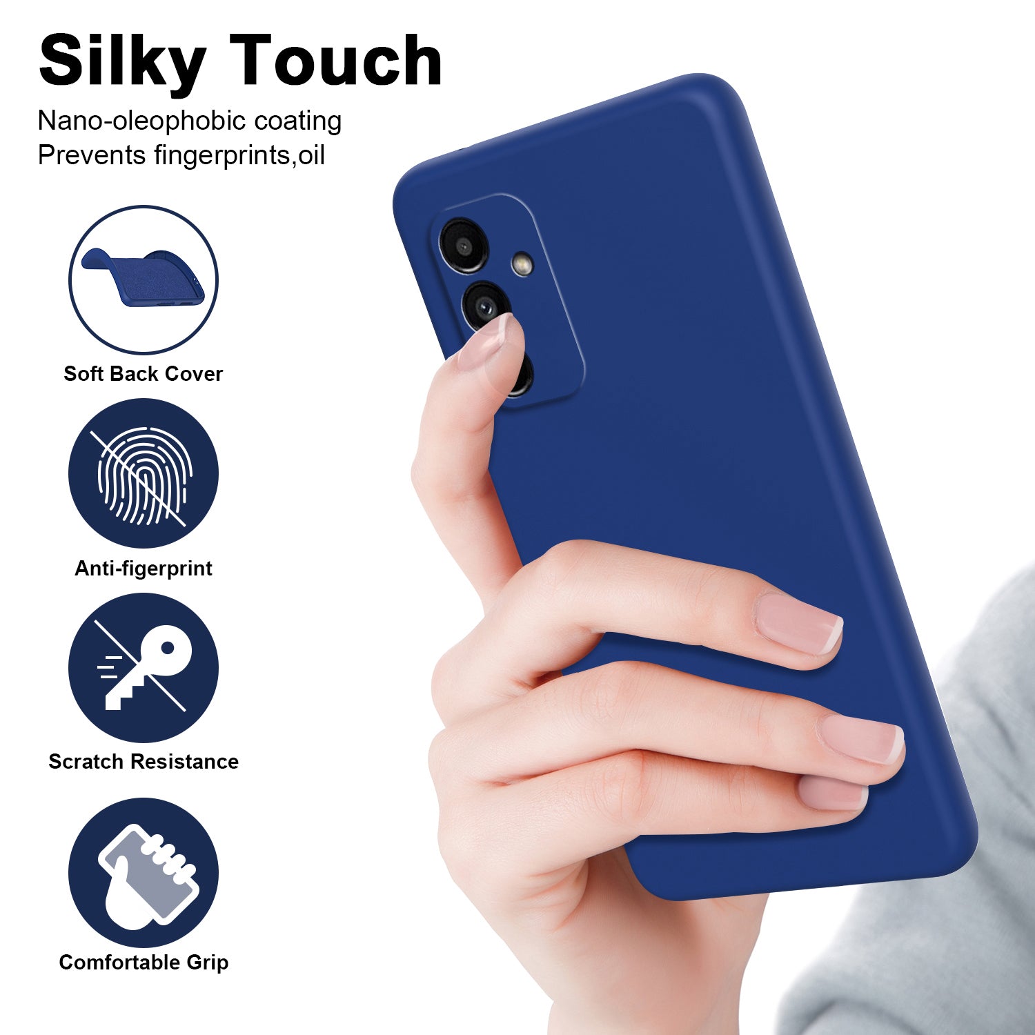 Uniqkart for Samsung Galaxy A24 4G Phone TPU Case Fiber Lining 2.2mm Anti-scratch Phone Cover - Blue