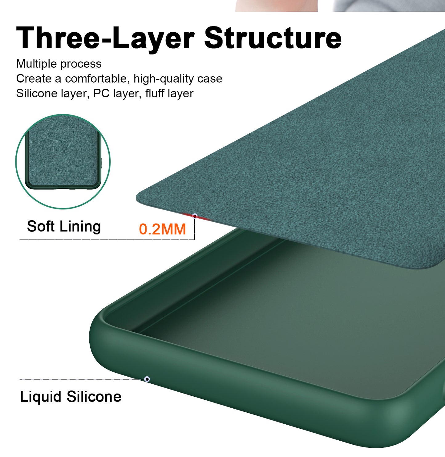 Uniqkart for Xiaomi Redmi 12C 4G Phone TPU Case Fiber Lining 2.2mm Shockproof Protective Cover - Green
