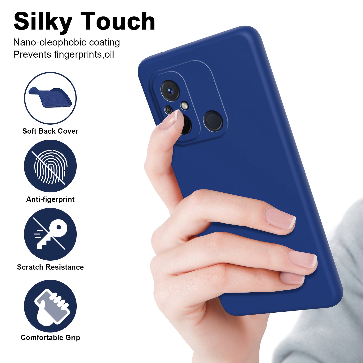 Uniqkart for Xiaomi Redmi 12C 4G Phone TPU Case Fiber Lining 2.2mm Shockproof Protective Cover - Purple