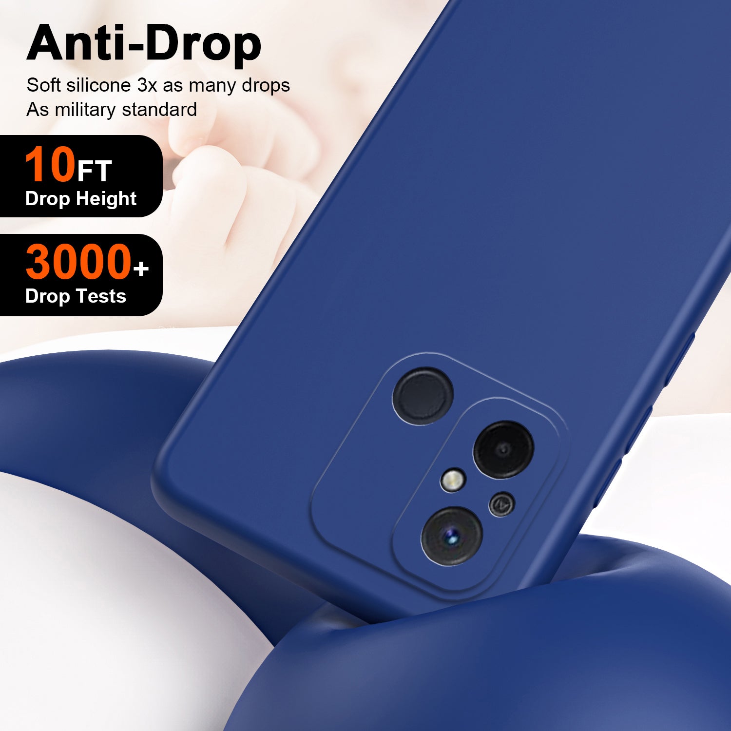 Uniqkart for Xiaomi Redmi 12C 4G Phone TPU Case Fiber Lining 2.2mm Shockproof Protective Cover - Black