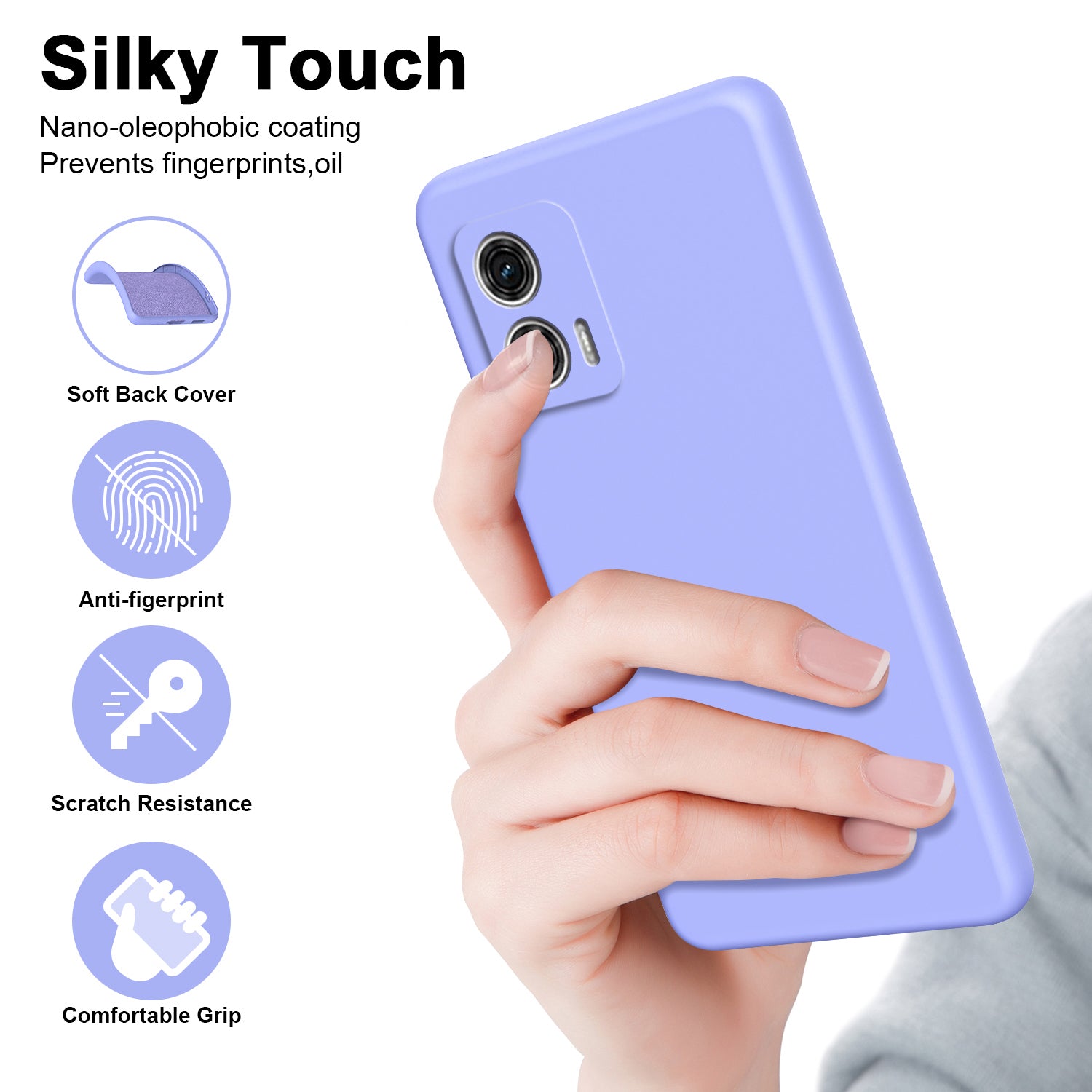 Uniqkart for Motorola Moto G73 5G Fiber Lining + TPU Phone Case 2.2mm Shockproof Protective Cover - Purple