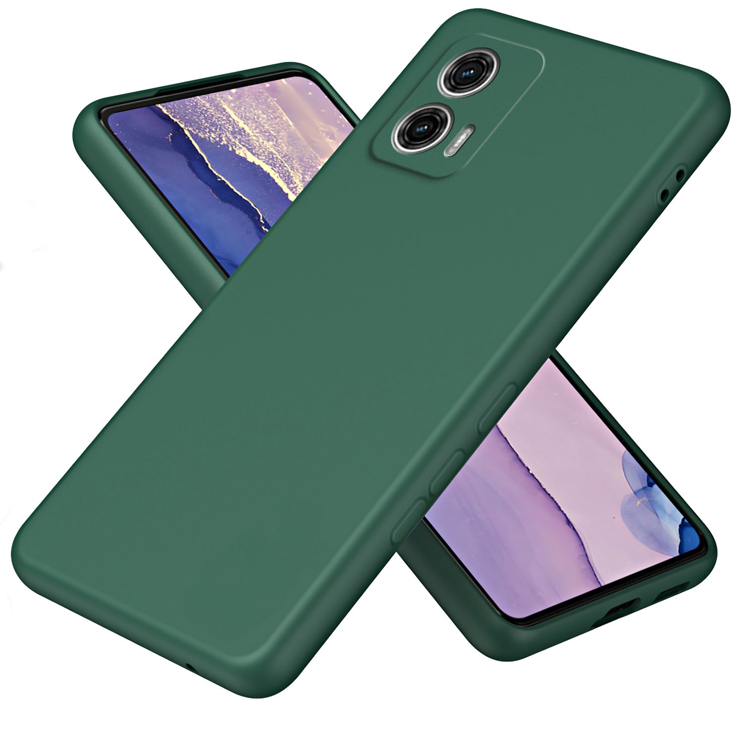 Uniqkart for Motorola Moto G73 5G Fiber Lining + TPU Phone Case 2.2mm Shockproof Protective Cover - Green