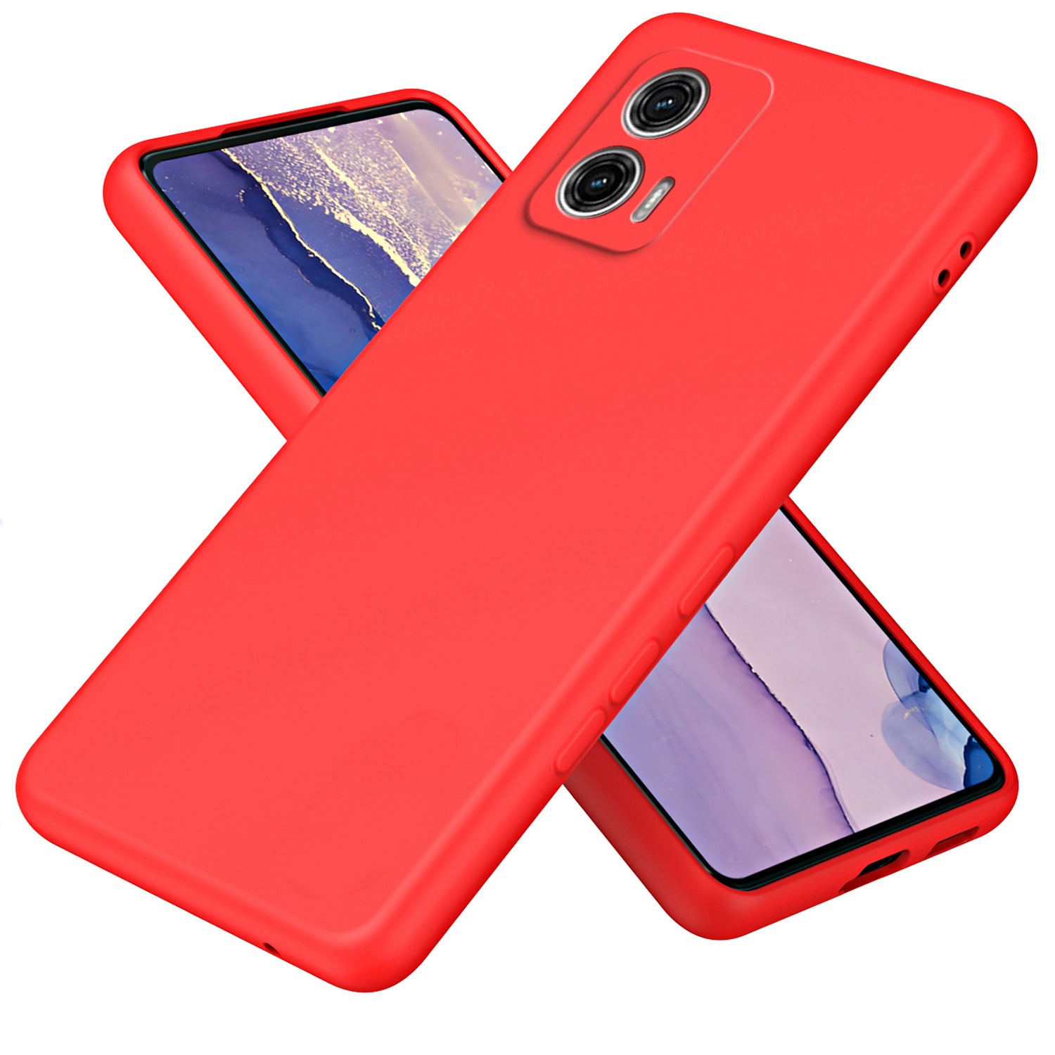 Uniqkart for Motorola Moto G73 5G Fiber Lining + TPU Phone Case 2.2mm Shockproof Protective Cover - Red