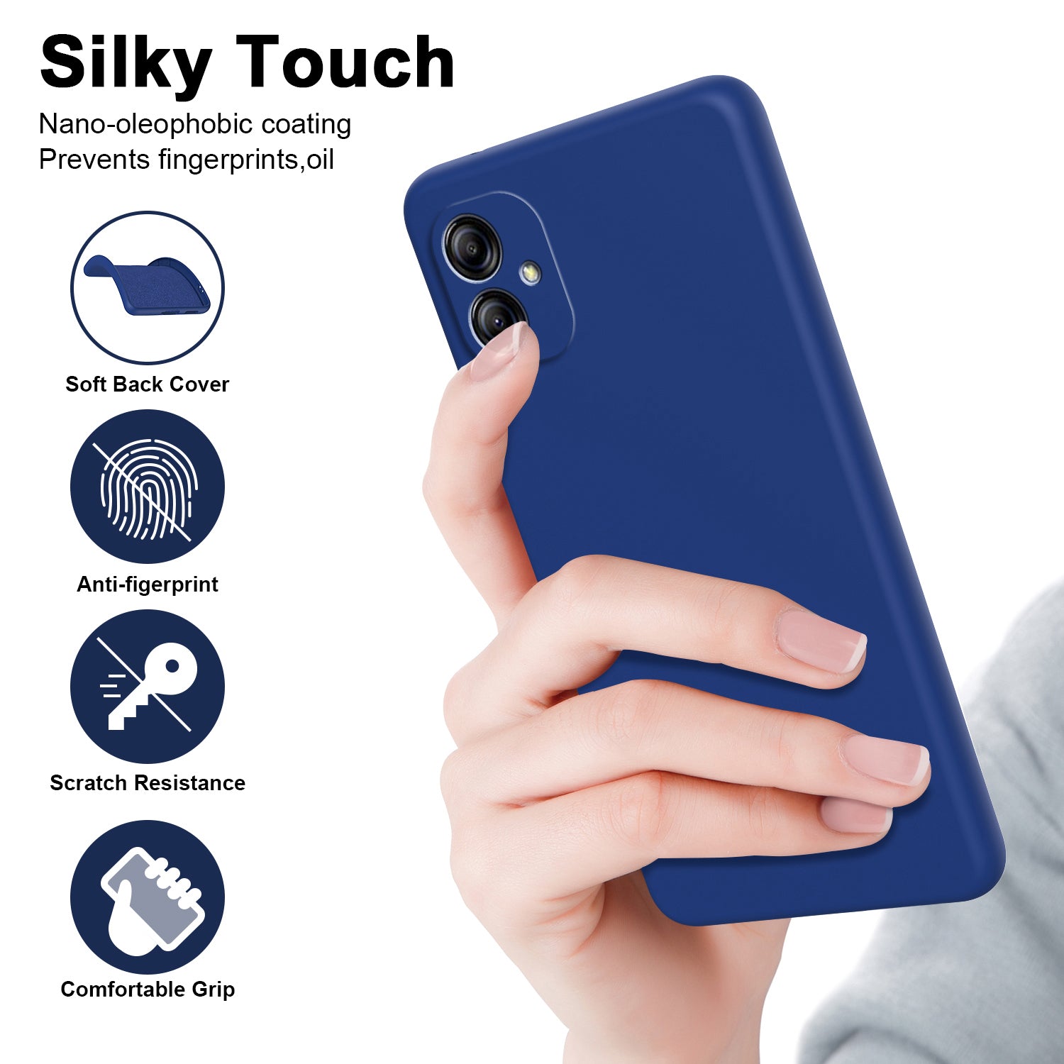 Uniqkart for Samsung Galaxy A04e 4G / F04 4G / M04 4G 2.2mm Protective Cover Fiber Lining + TPU Phone Case - Blue