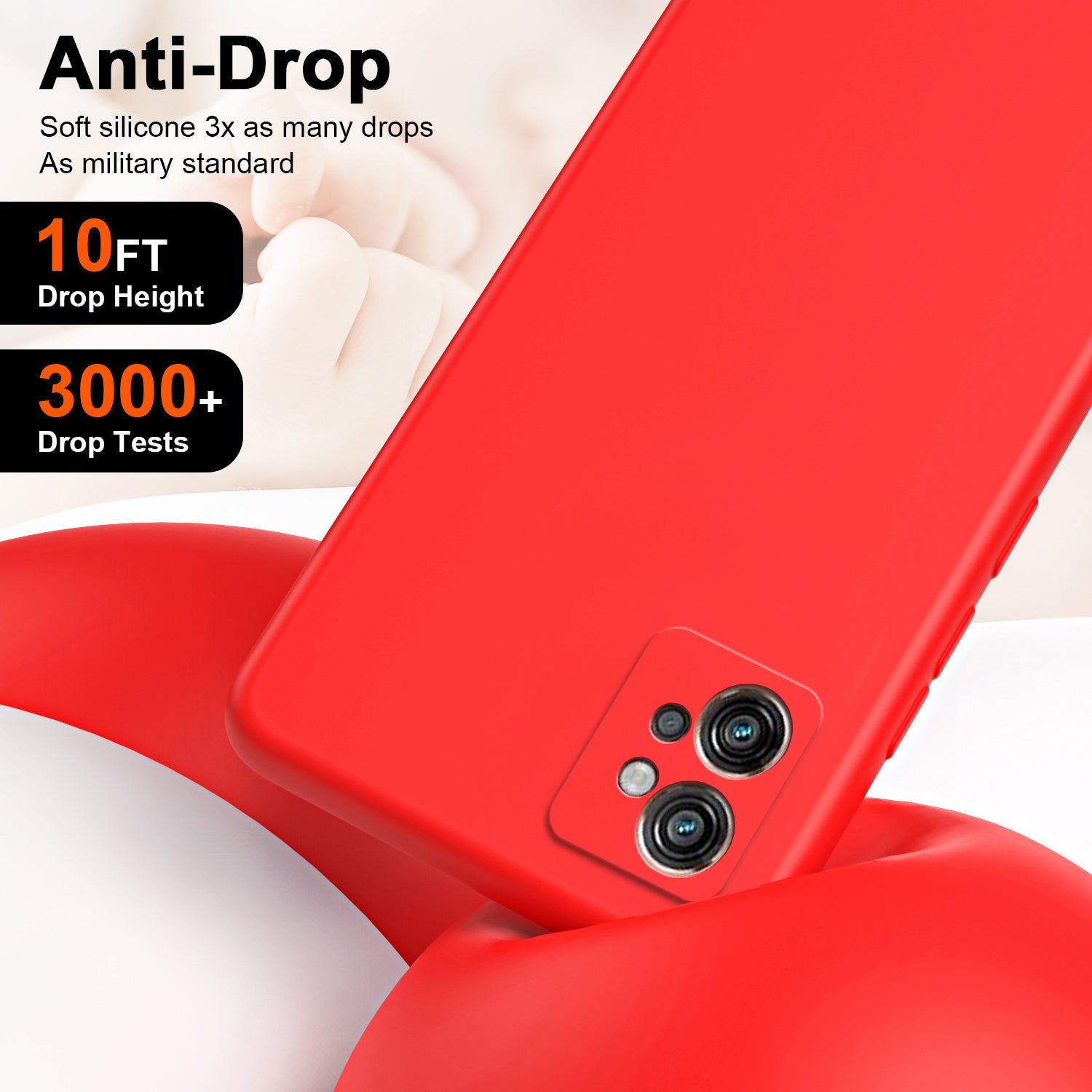 Uniqkart for Motorola Moto G32 4G Anti-collision 2.2mm Protective Cover Fiber Lining + TPU Phone Case - Red