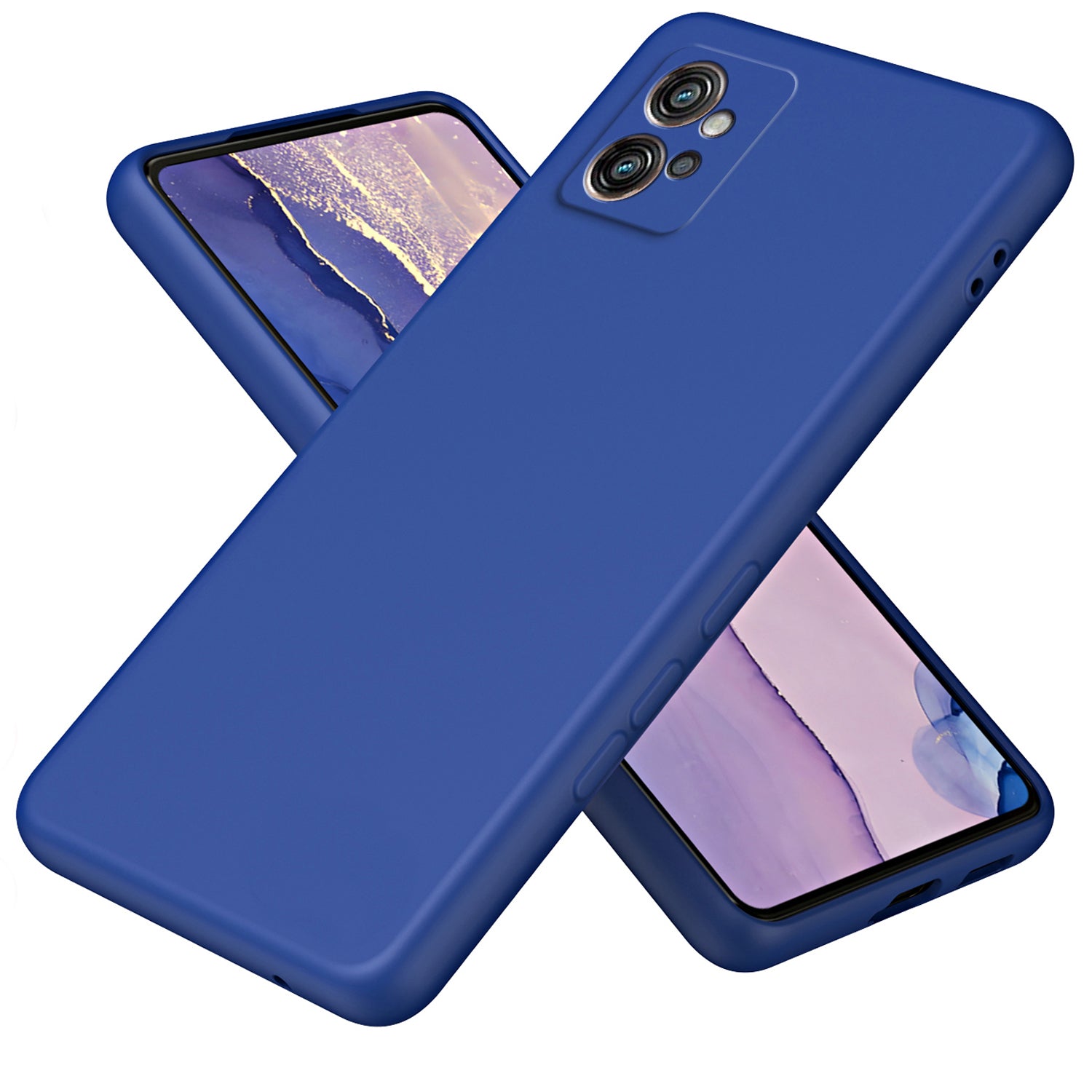 Uniqkart for Motorola Moto G32 4G Anti-collision 2.2mm Protective Cover Fiber Lining + TPU Phone Case - Blue