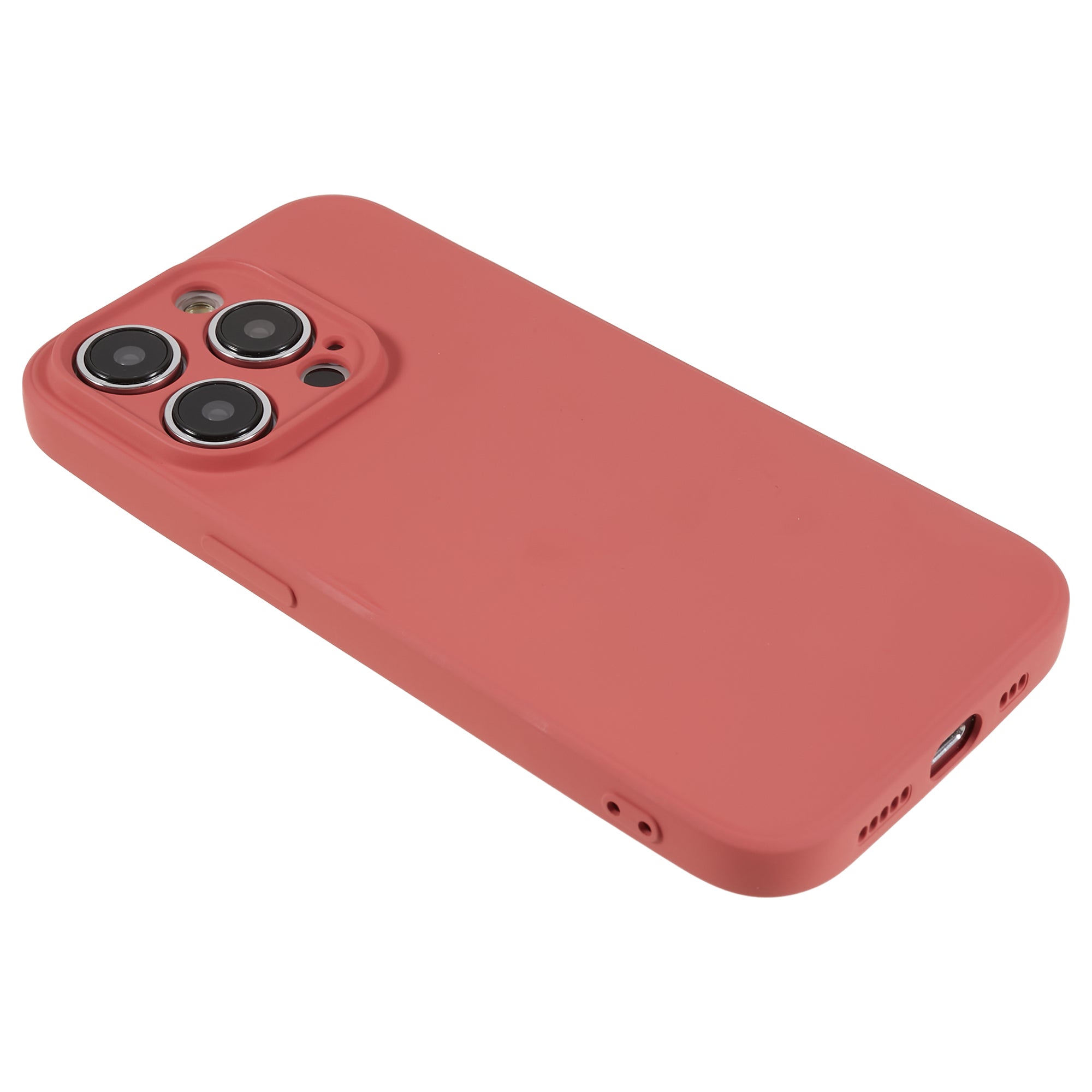 Candy Color Shell for iPhone 15 Pro Max Soft TPU Phone Case Fiber Lining Rubberized Phone Cover - Hawthorn Red