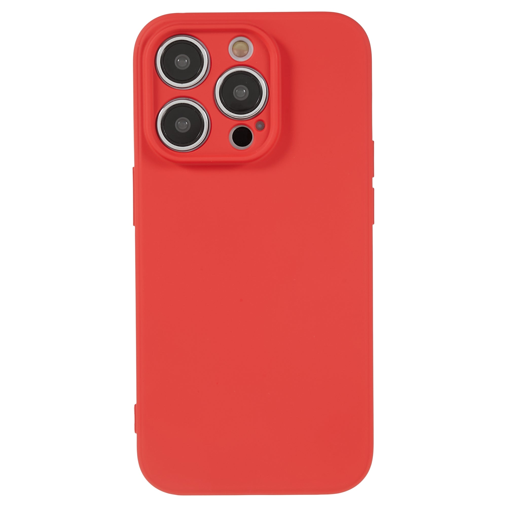 Candy Color Shell for iPhone 15 Pro Max Soft TPU Phone Case Fiber Lining Rubberized Phone Cover - Red