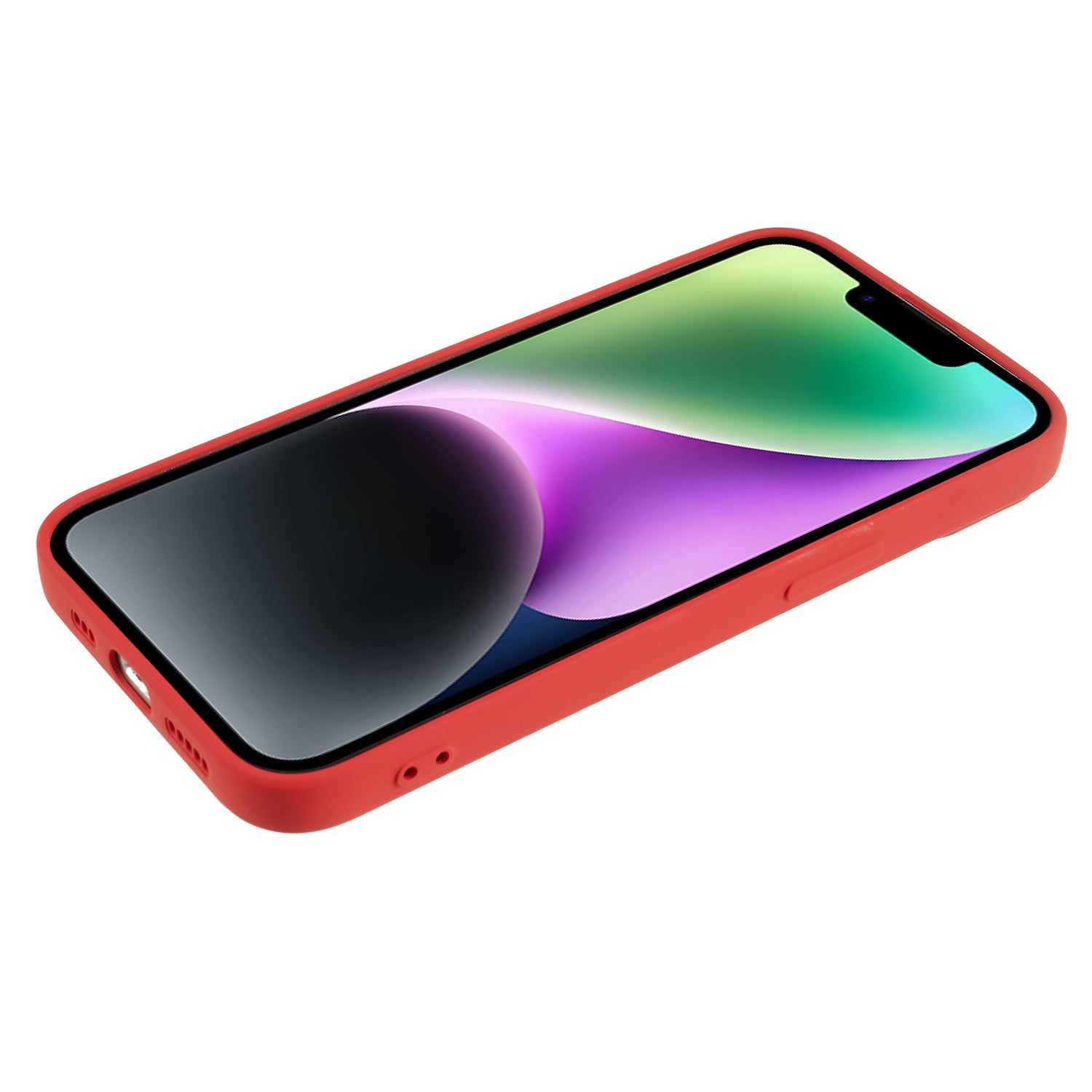 Fiber Lining Shell for iPhone 15 Plus Candy Color TPU Phone Case Rubberized Phone Cover - Red
