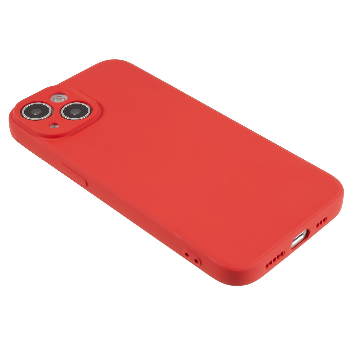 Fiber Lining Shell for iPhone 15 Plus Candy Color TPU Phone Case Rubberized Phone Cover - Red