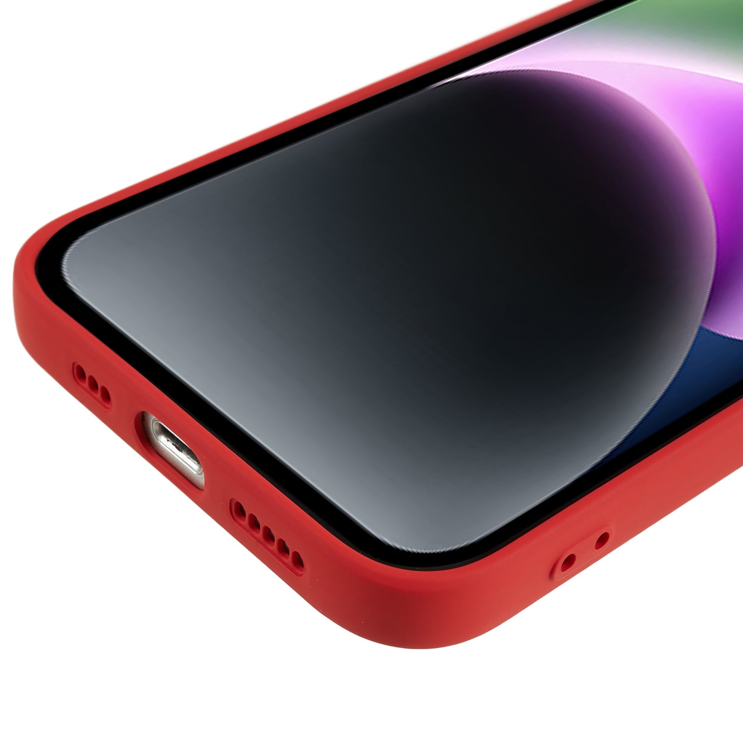 Fiber Lining Shell for iPhone 15 Plus Candy Color TPU Phone Case Rubberized Phone Cover - Red