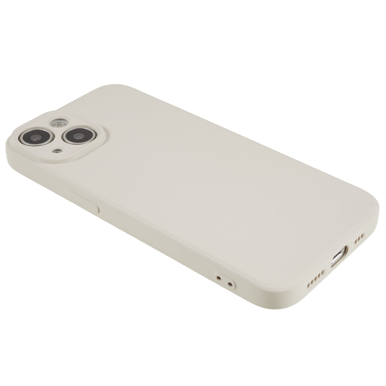 Fiber Lining Shell for iPhone 15 Candy Color Anti-drop TPU Phone Case Rubberized Phone Cover - White
