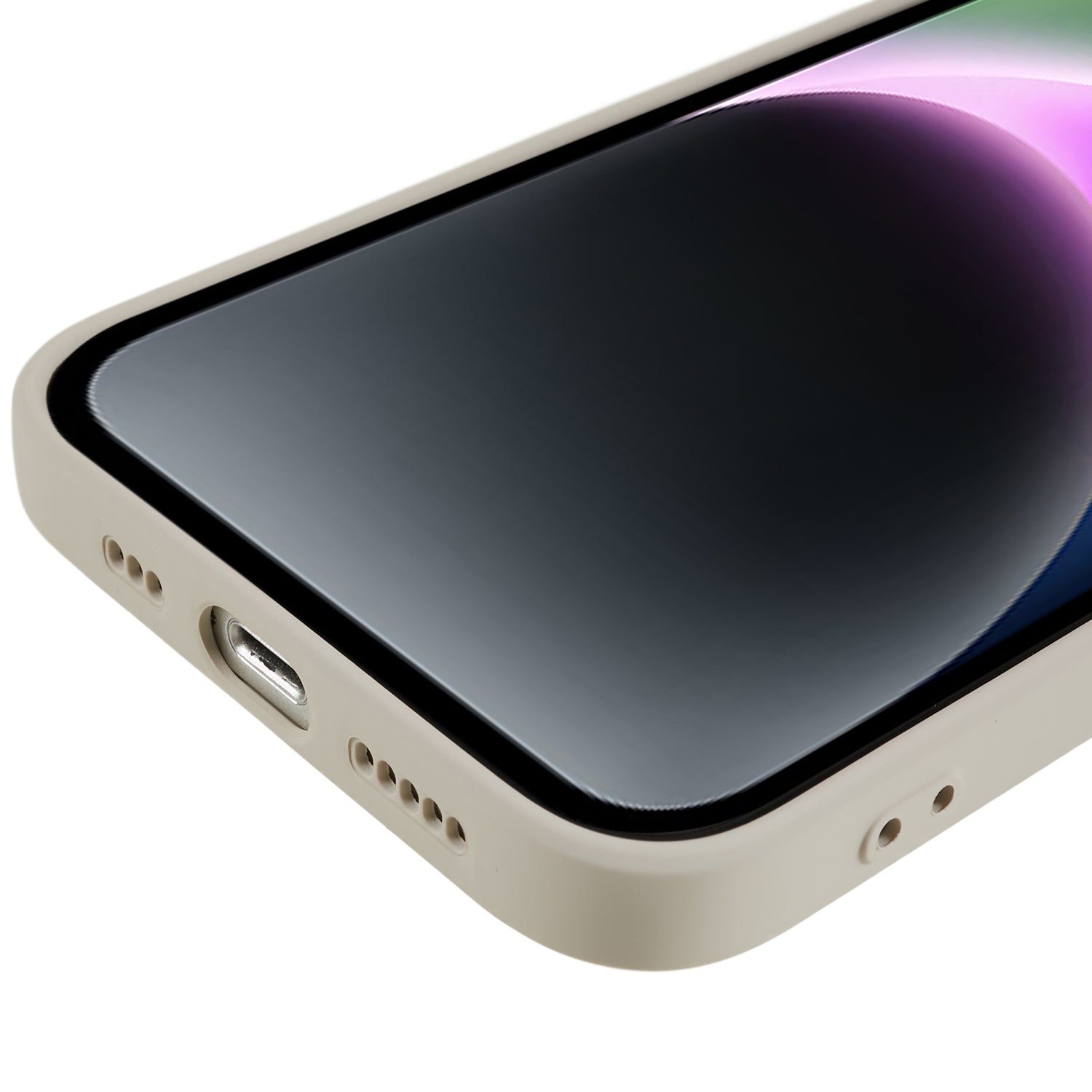 Fiber Lining Shell for iPhone 15 Candy Color Anti-drop TPU Phone Case Rubberized Phone Cover - White