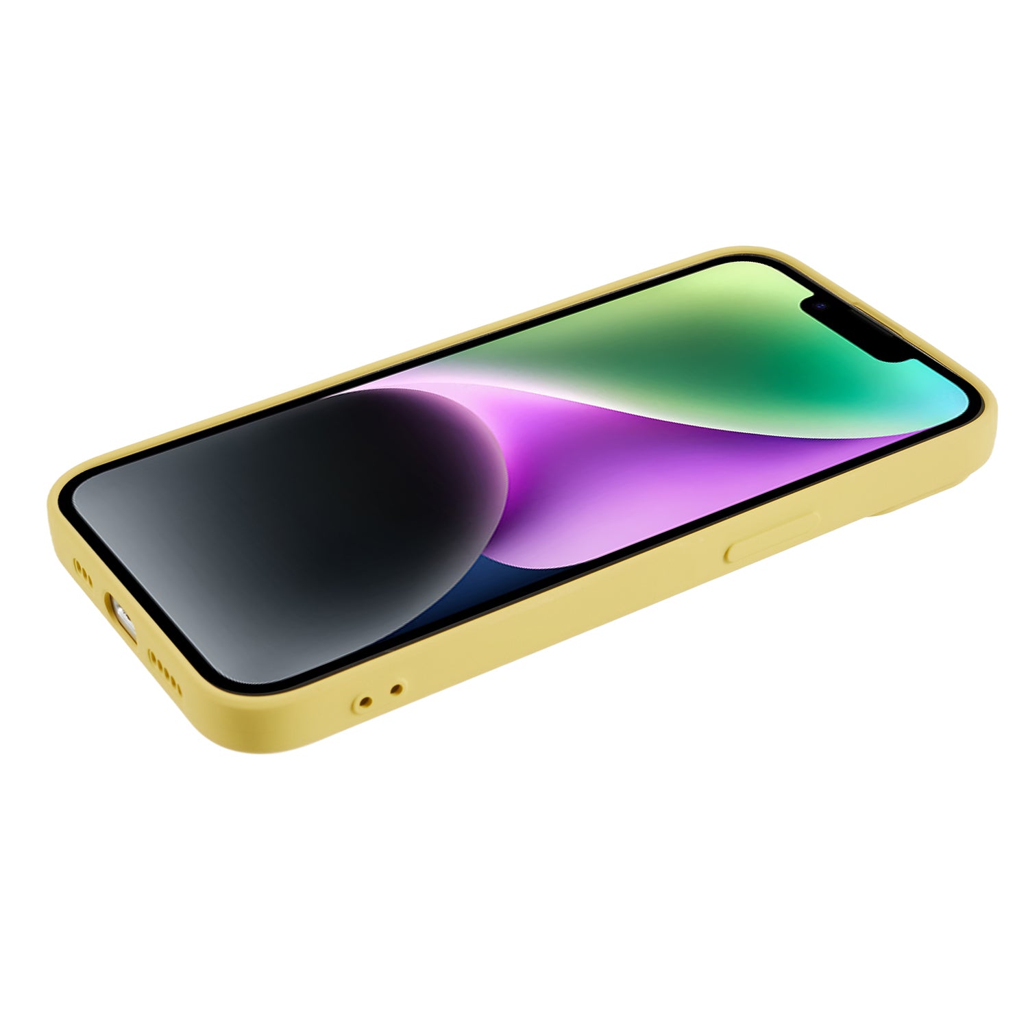 Fiber Lining Shell for iPhone 15 Candy Color Anti-drop TPU Phone Case Rubberized Phone Cover - Yellow