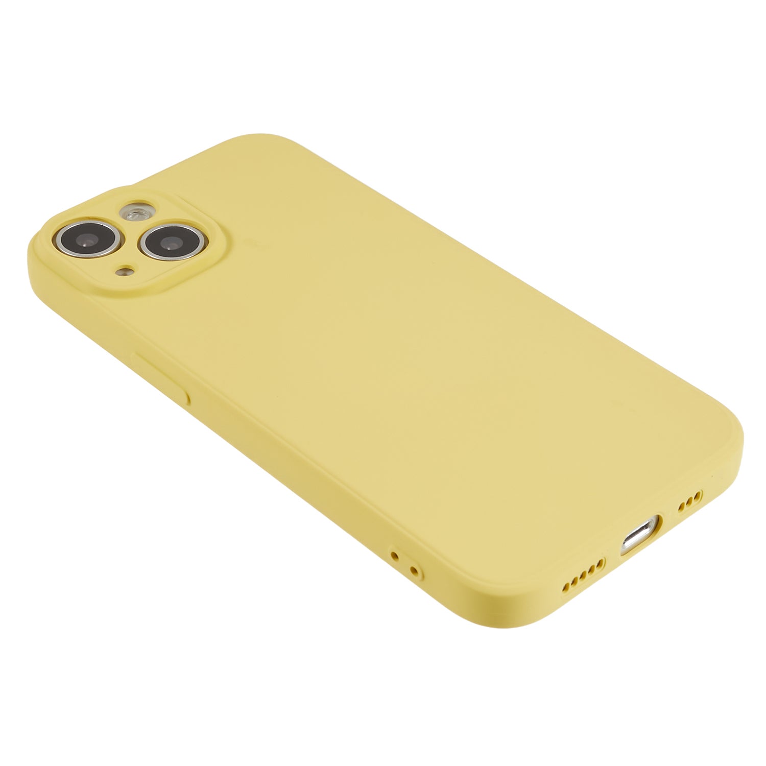 Fiber Lining Shell for iPhone 15 Candy Color Anti-drop TPU Phone Case Rubberized Phone Cover - Yellow