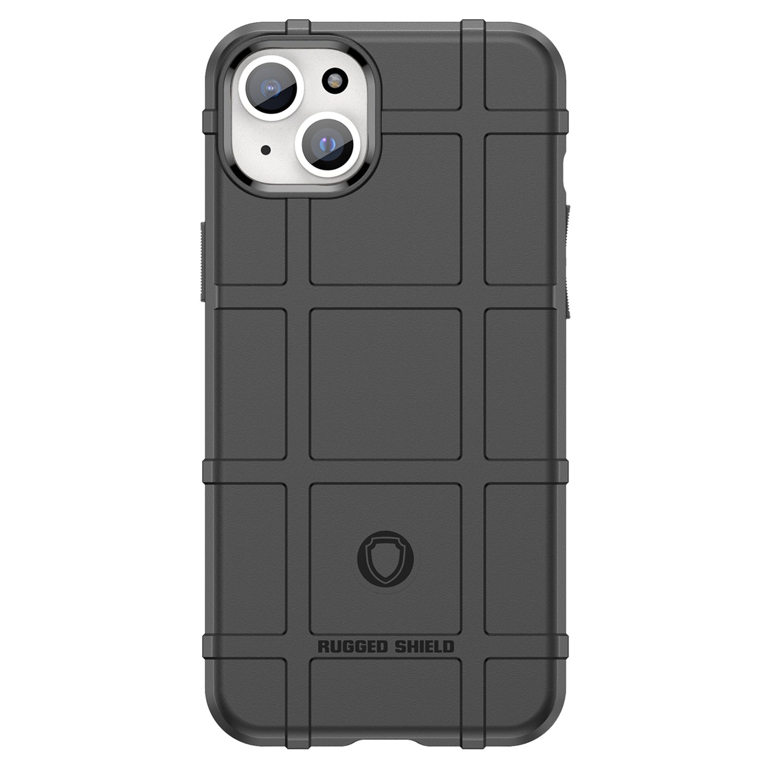 Uniqkart for iPhone 15 Plus Shockproof Square Grid Texture TPU Phone Case Back Cover - Black