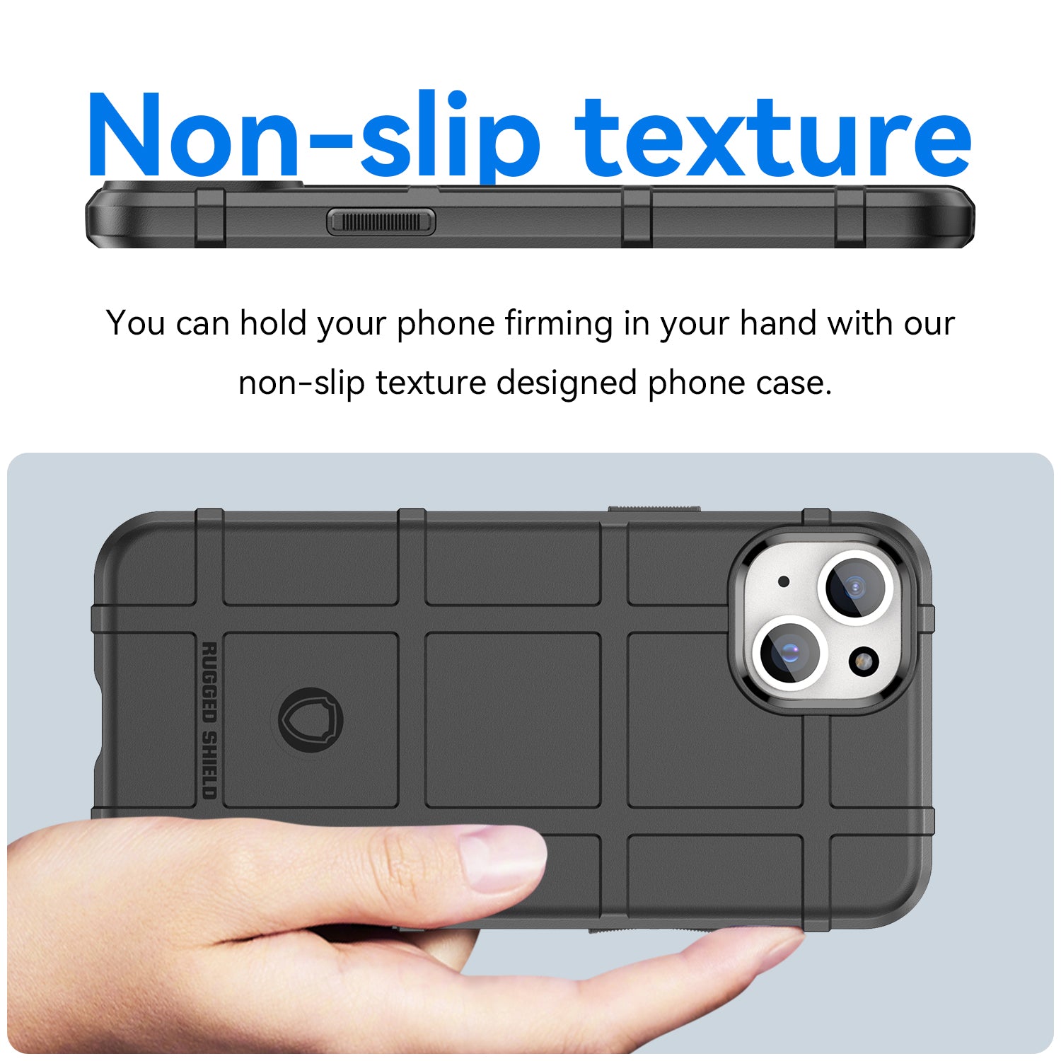 Uniqkart for iPhone 15 Plus Shockproof Square Grid Texture TPU Phone Case Back Cover - Black