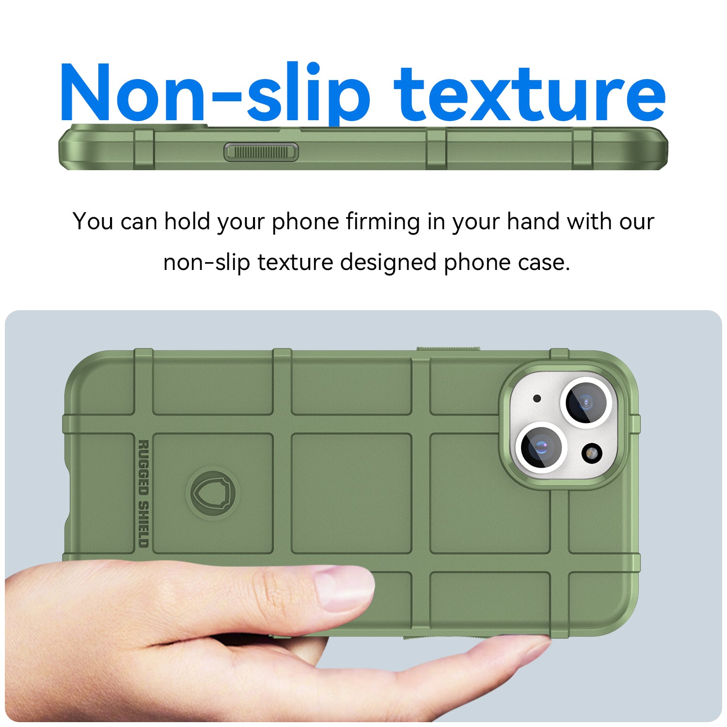 Uniqkart for iPhone 15 Plus Shockproof Square Grid Texture TPU Phone Case Back Cover - Green