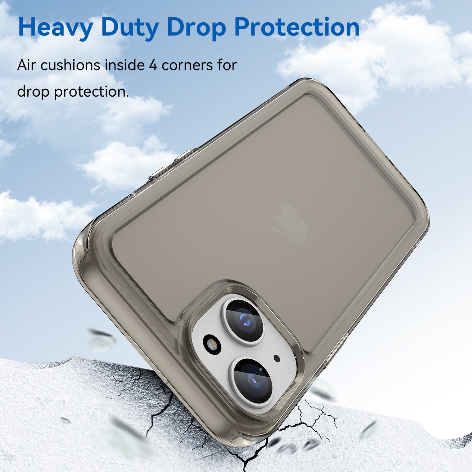 Candy Series Phone Case for iPhone 15 Flexible TPU Corner Protection Shockproof Cover - Transparent Grey