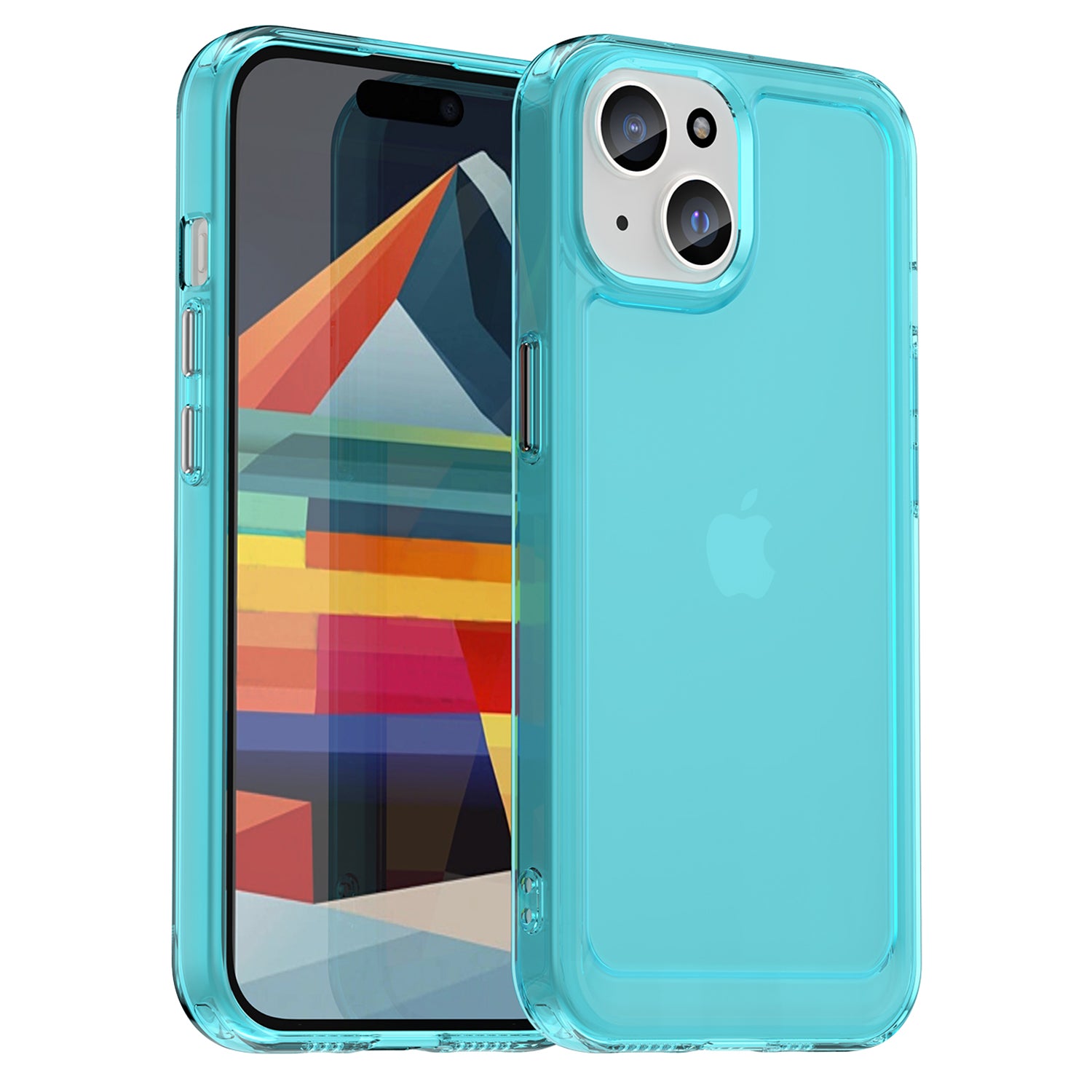 Candy Series Phone Case for iPhone 15 Flexible TPU Corner Protection Shockproof Cover - Transparent Blue