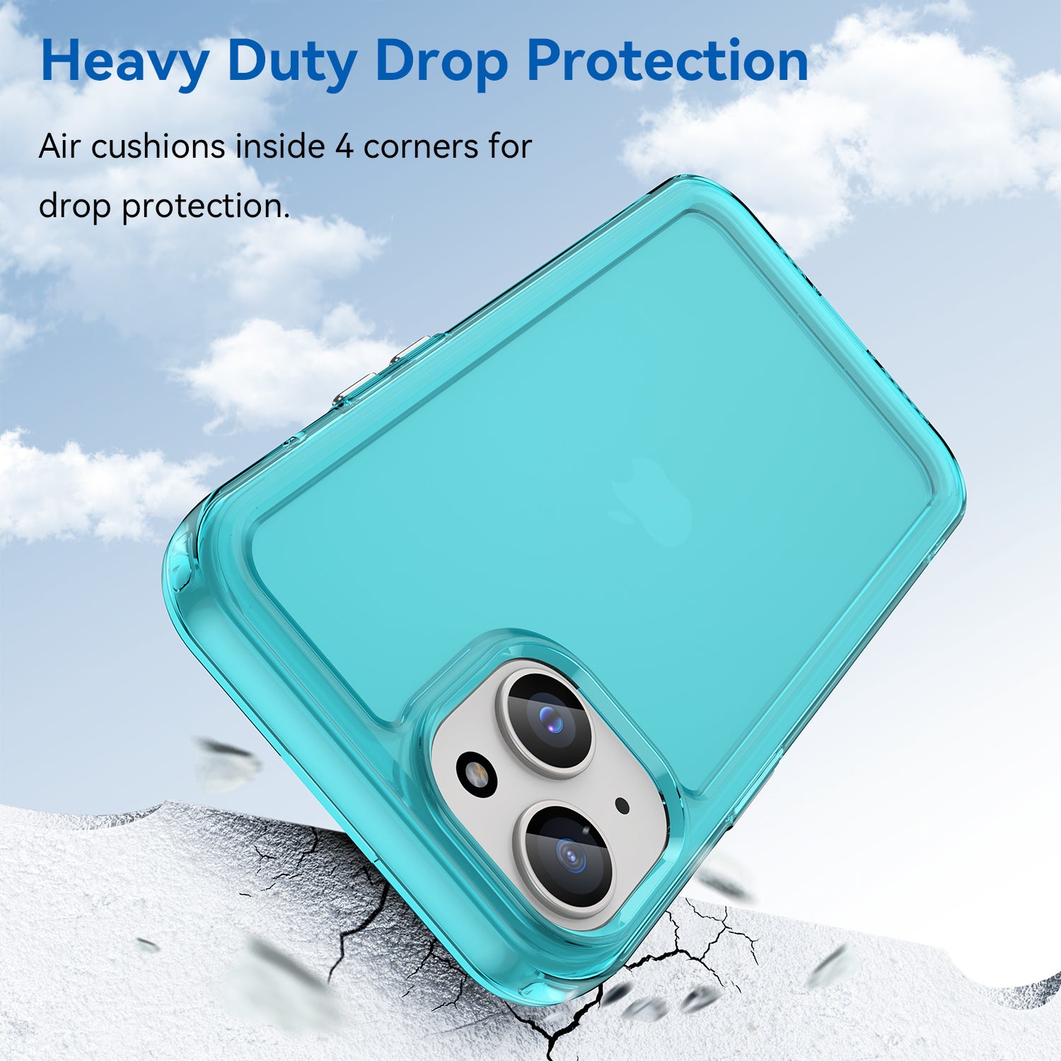 Candy Series Phone Case for iPhone 15 Flexible TPU Corner Protection Shockproof Cover - Transparent Blue