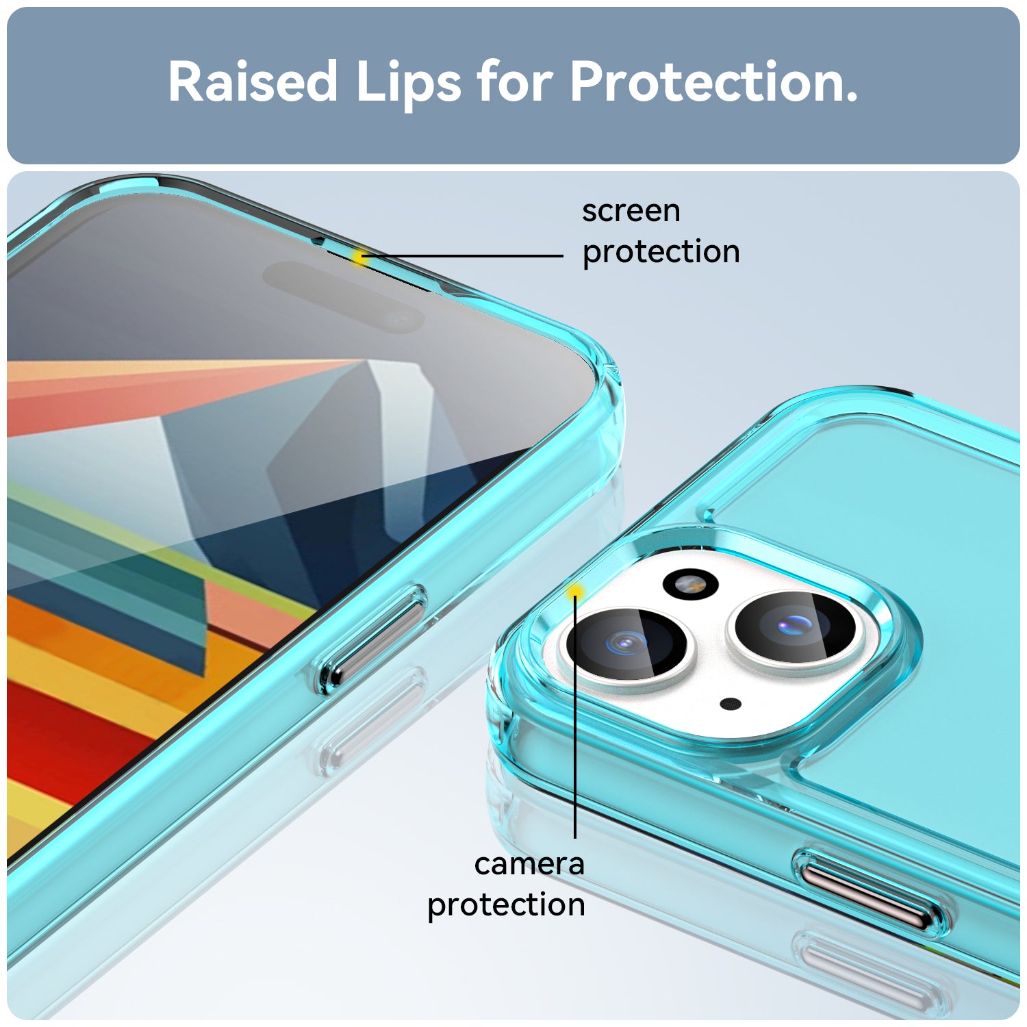 Candy Series Phone Case for iPhone 15 Flexible TPU Corner Protection Shockproof Cover - Transparent Blue
