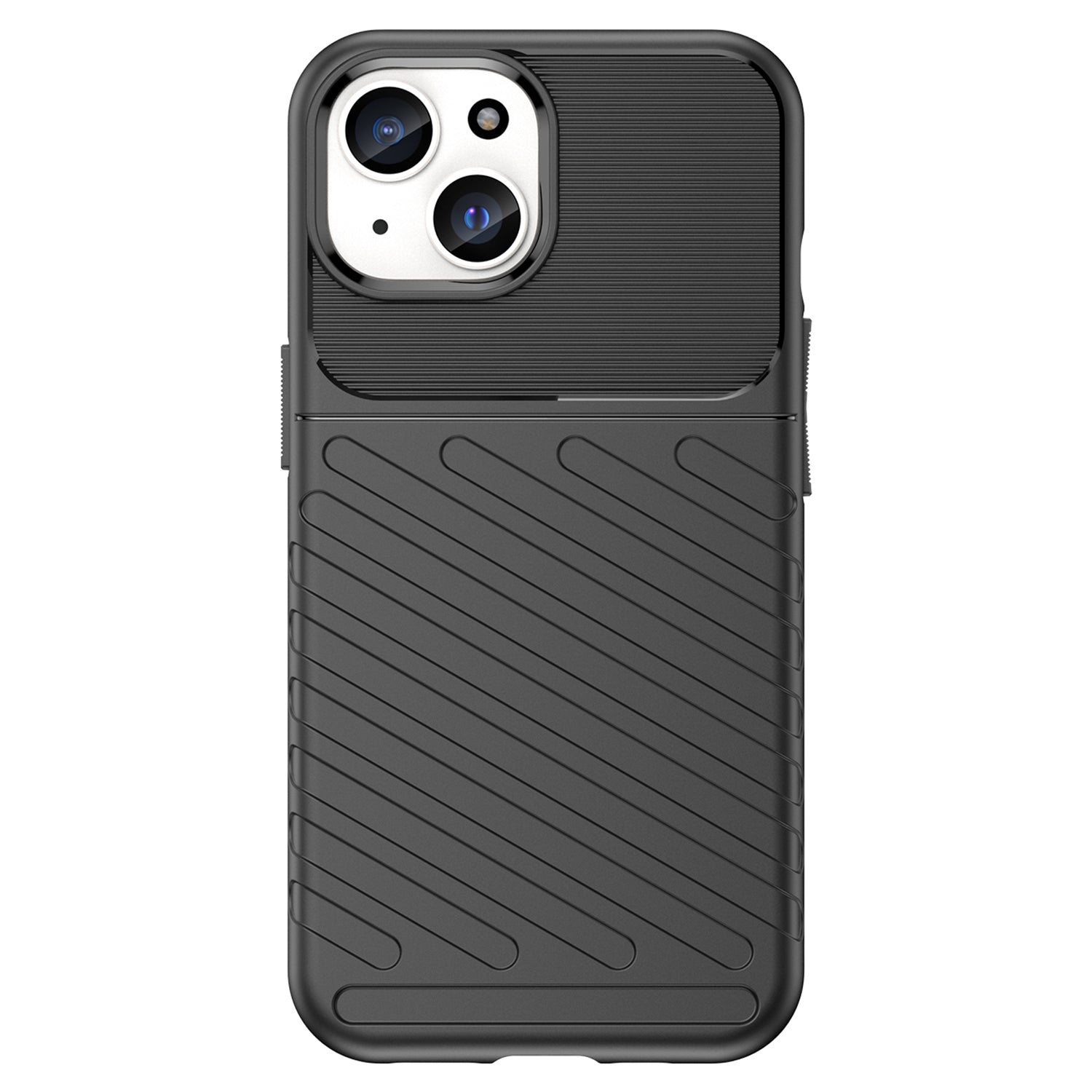 Thunder Series For iPhone 15 Plus Thicken TPU Phone Case Twill Texture Anti-scratch Cover - Black