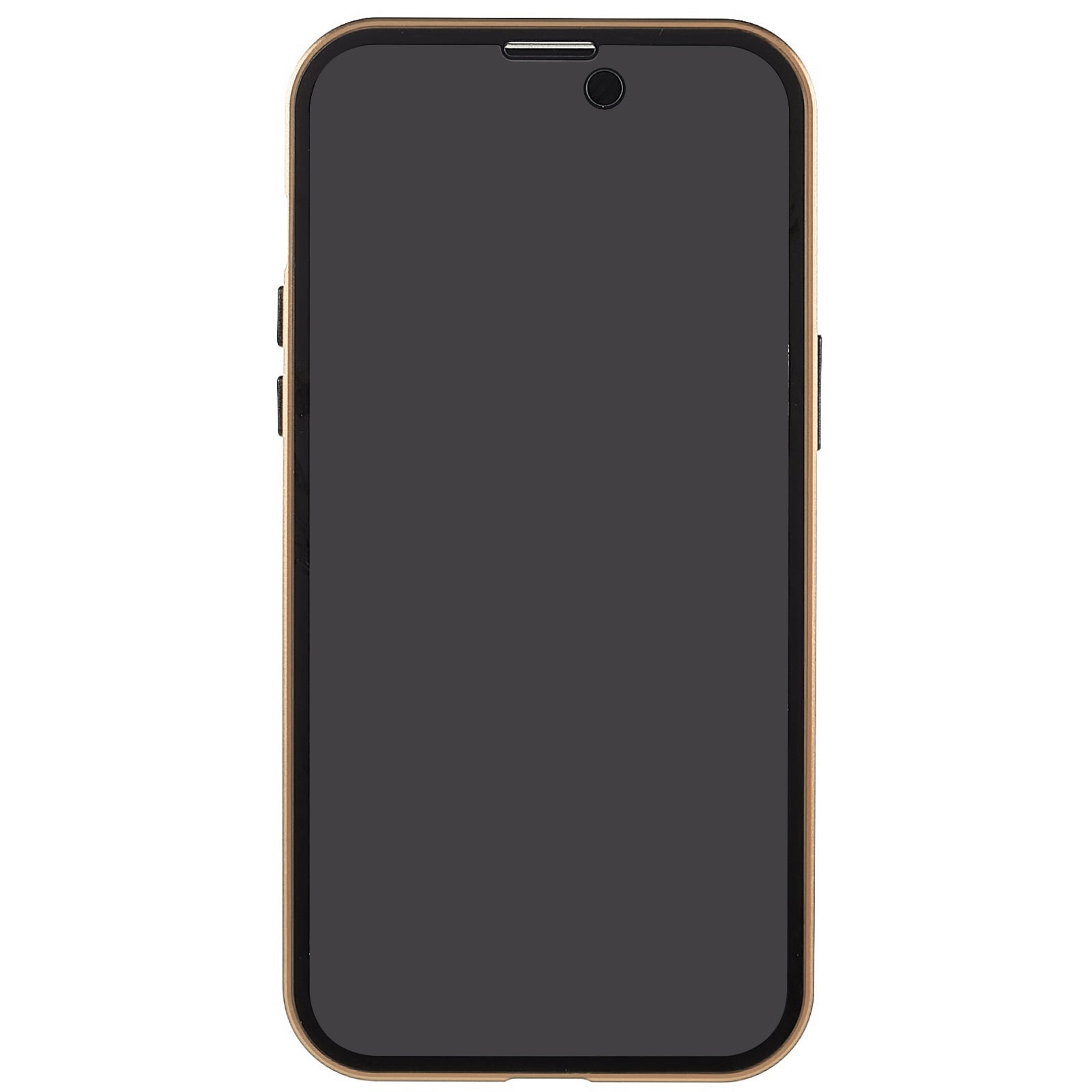 for iPhone 15 Pro Max Case Magnetic Closure Metal Frame + Double-sided Tempered Glass Clear Phone Cover - Gold