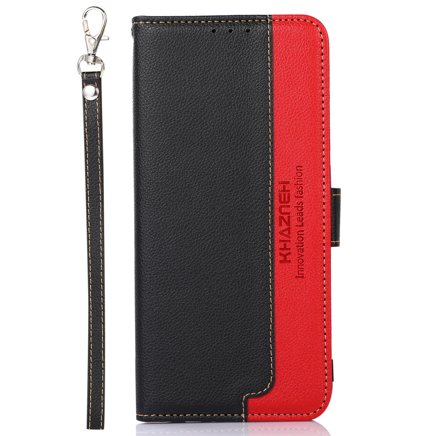 Uniqkart Mobile Phone Case for iPhone 14 RFID Blocking Litchi Texture Stand Leather Shell Wallet Phone Cover - Black