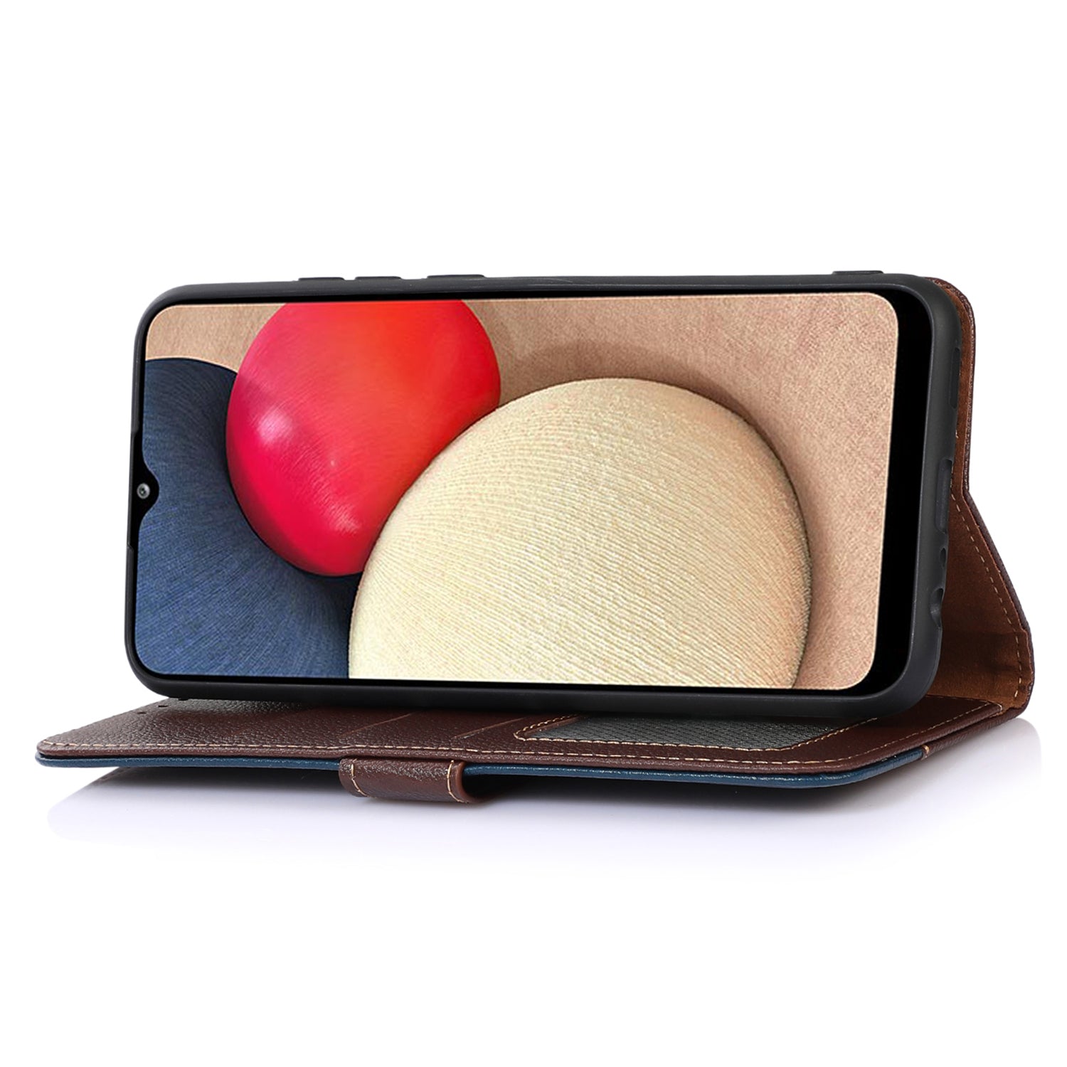 Uniqkart Slim-Fit Leather Case for iPhone 14 Pro RFID Blocking Litchi Texture Wallet Phone Stand Cover - Brown