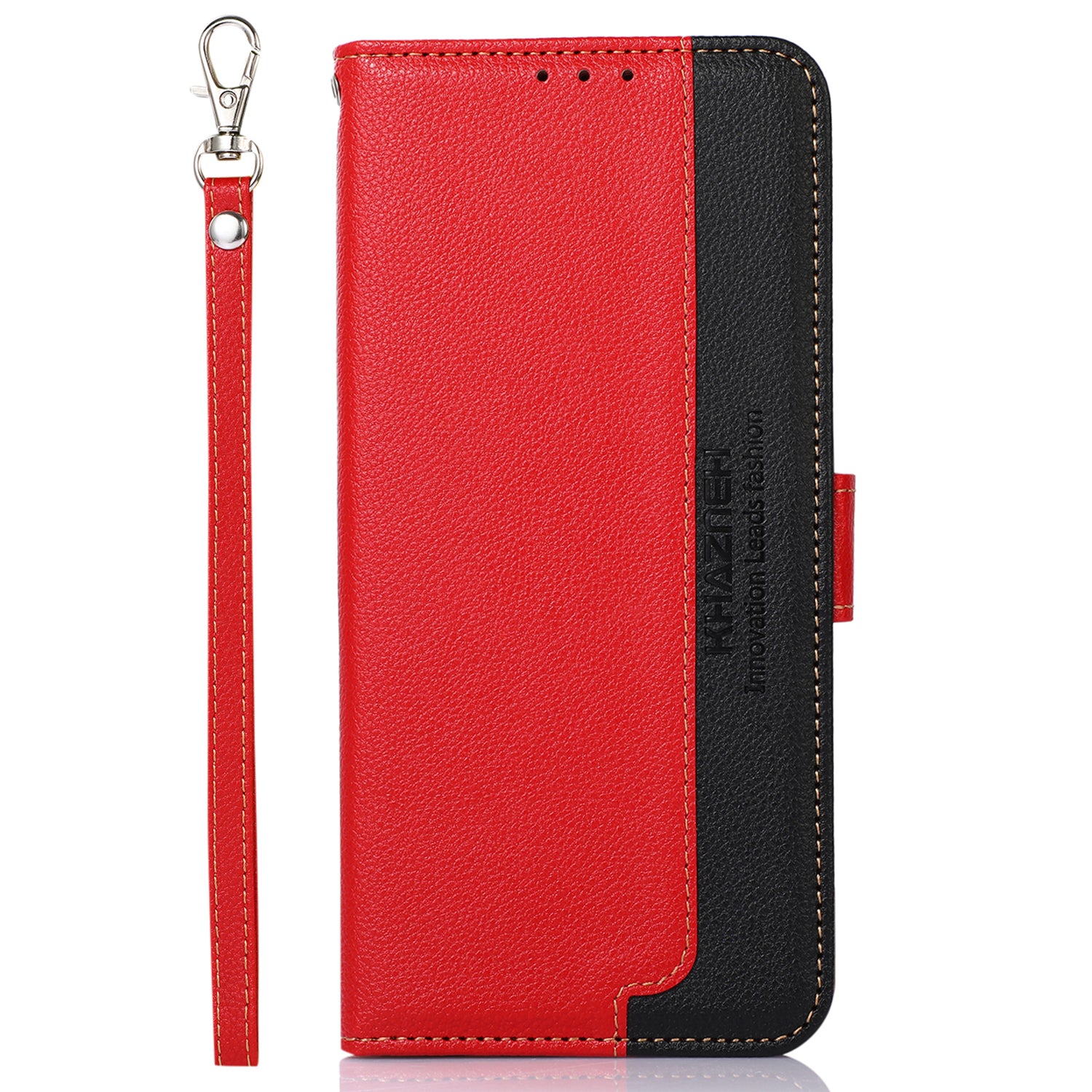 Uniqkart Slim-Fit Leather Case for iPhone 14 Pro RFID Blocking Litchi Texture Wallet Phone Stand Cover - Red