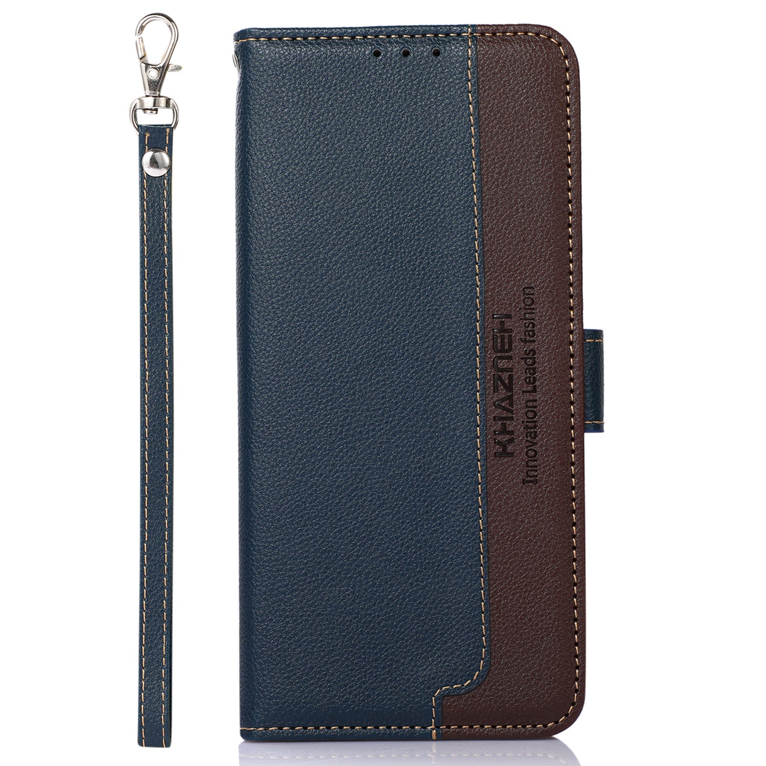 Uniqkart For iPhone 15 RFID Blocking Litchi Texture Leather Case Stand Wallet Phone Cover - Blue