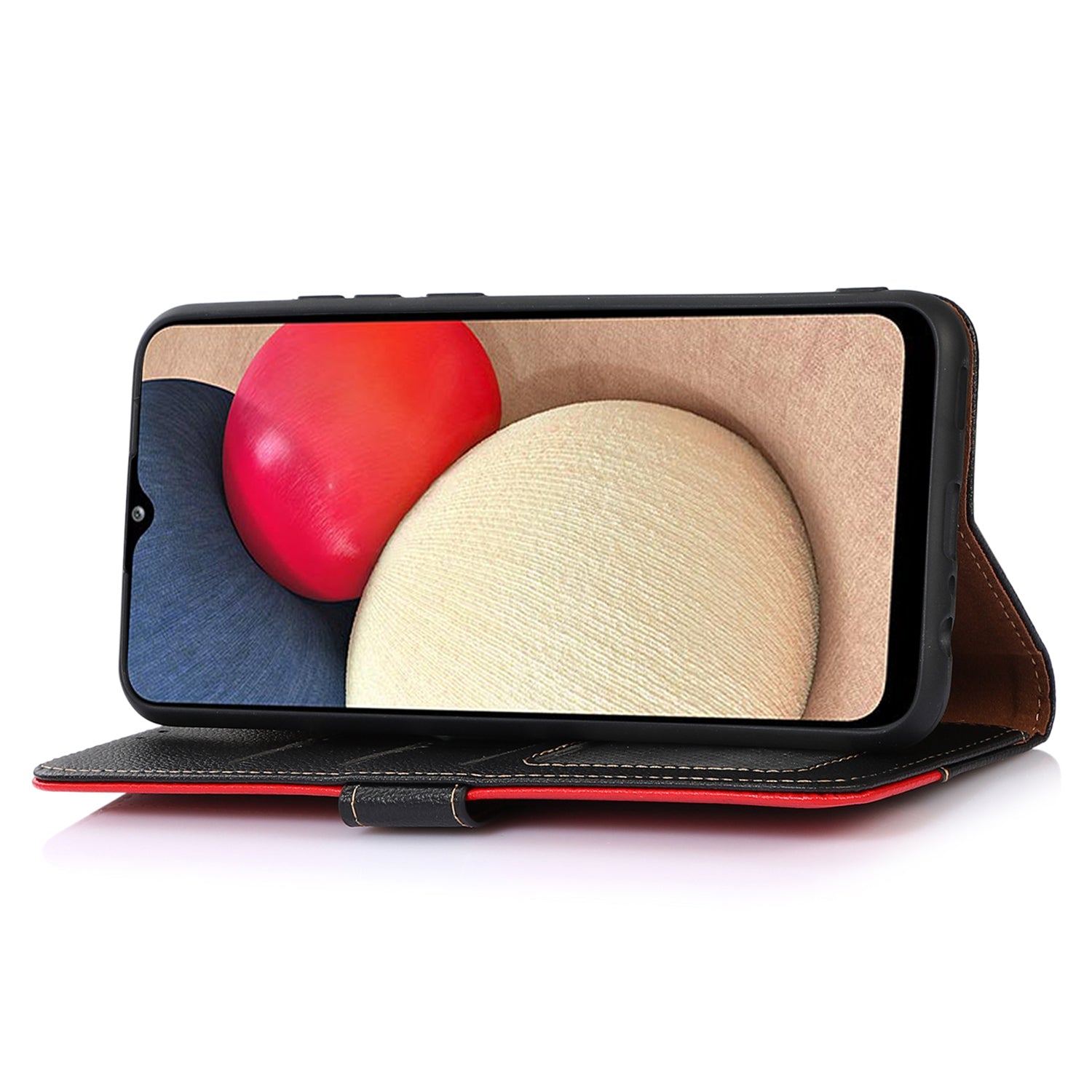 KHAZNEH PU Leather Case for iPhone 15 Pro Max , RFID Blocking Stand Wallet Litchi Texture Phone Cover - Black