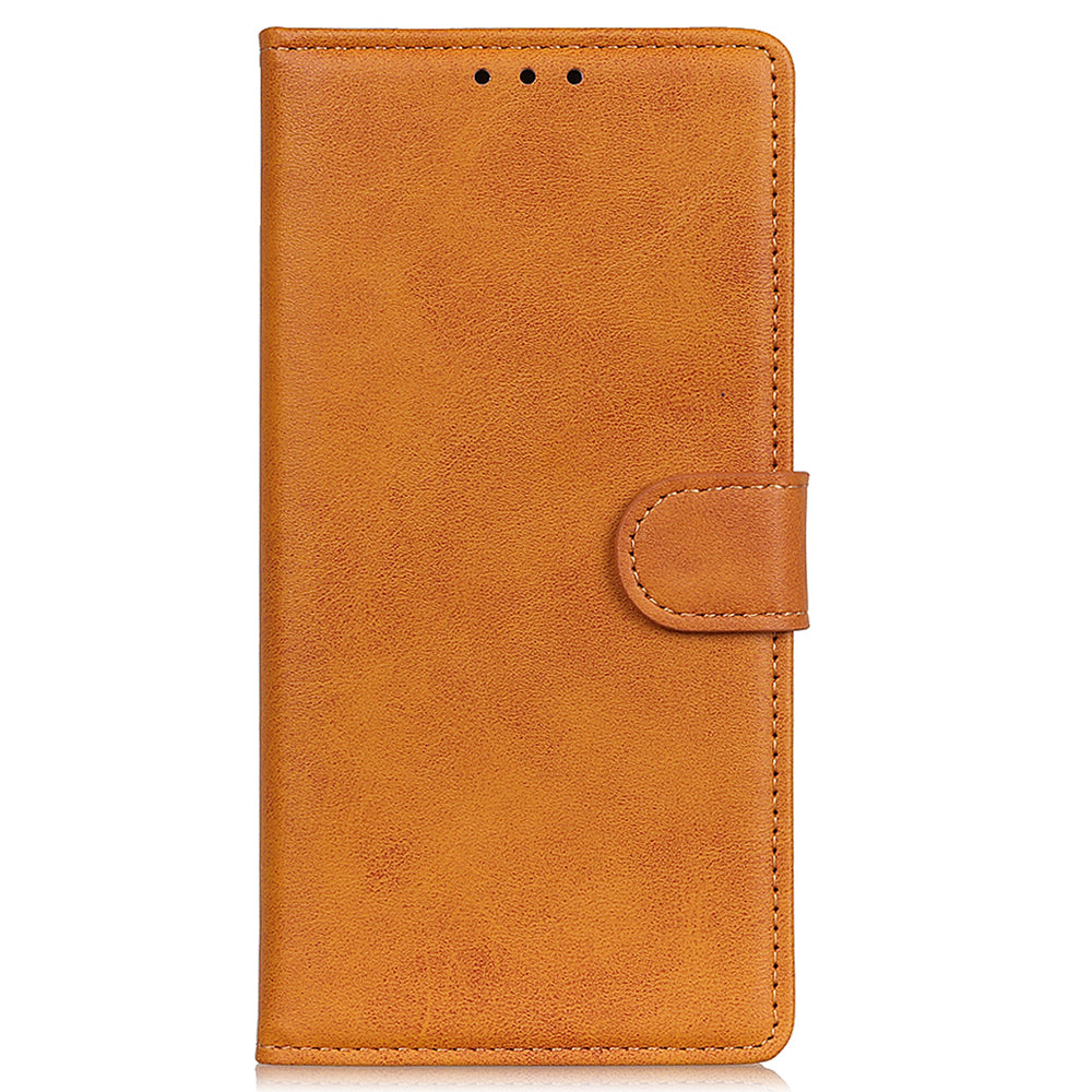 Cowhide Texture Phone Wallet Case for iPhone 15 , PU Leather Stand Protective Phone Cover - Brown