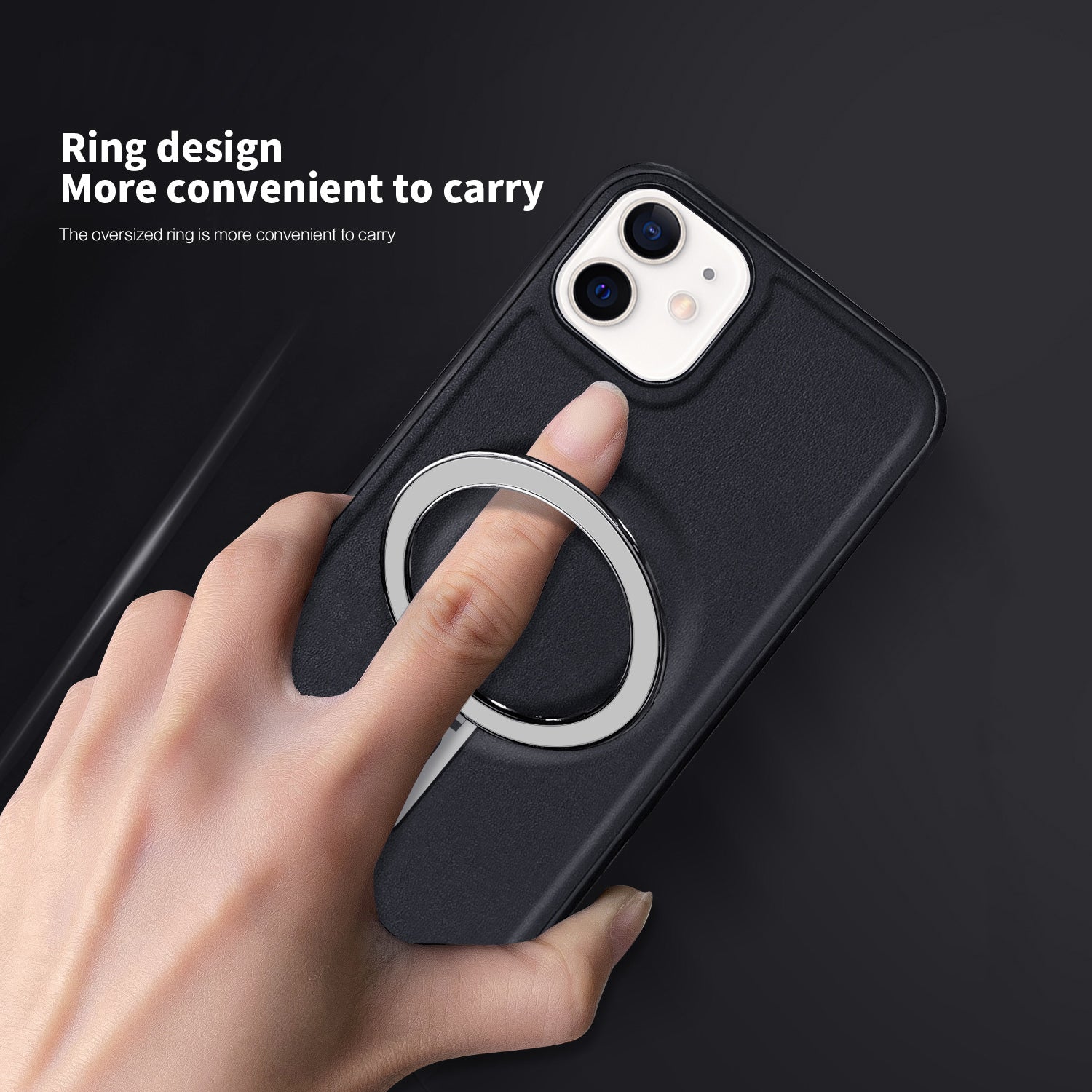 Uniqkart for iPhone 12 / 12 Pro 6.1 inch Phone Case Kickstand Design PU Leather Coated PC+TPU Magnetic Cover - Black