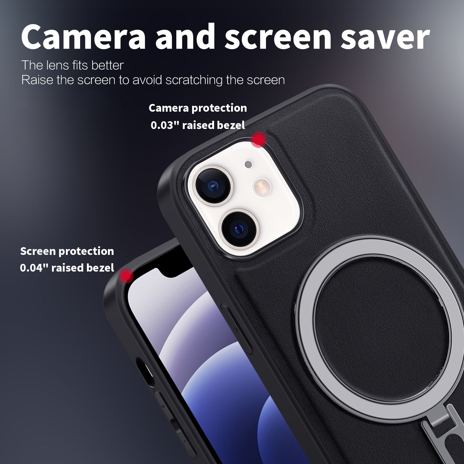 Uniqkart for iPhone 12 / 12 Pro 6.1 inch Phone Case Kickstand Design PU Leather Coated PC+TPU Magnetic Cover - Purple