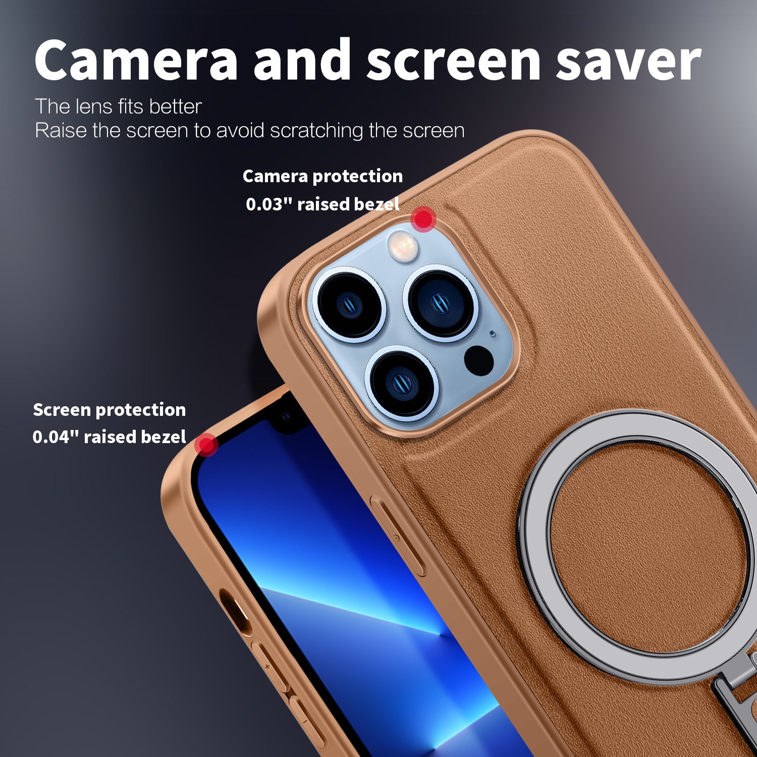 Magnetic Cover for iPhone 13 Pro Max 6.7 inch PU Leather Coated PC+TPU Phone Case with Kickstand - Pink