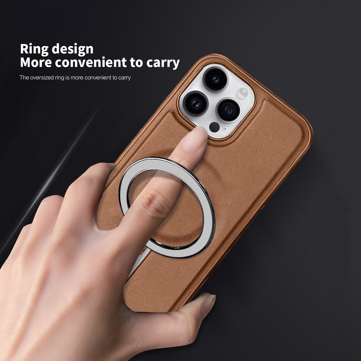 Magnetic Cover for iPhone 13 Pro Max 6.7 inch PU Leather Coated PC+TPU Phone Case with Kickstand - Pink