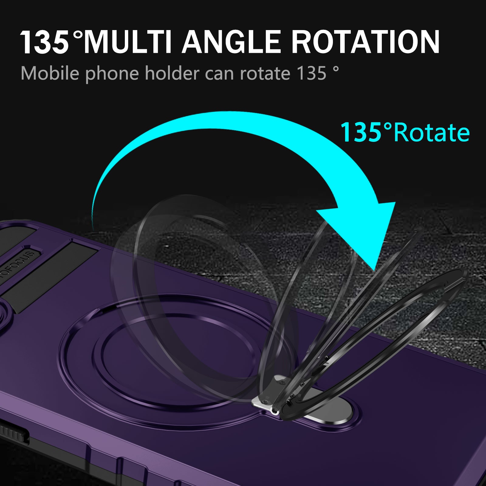 Anti-Drop Phone Cover for iPhone 14 Kickstand Case Compatible with MagSafe Charger TPU+PC Phone Case - Purple