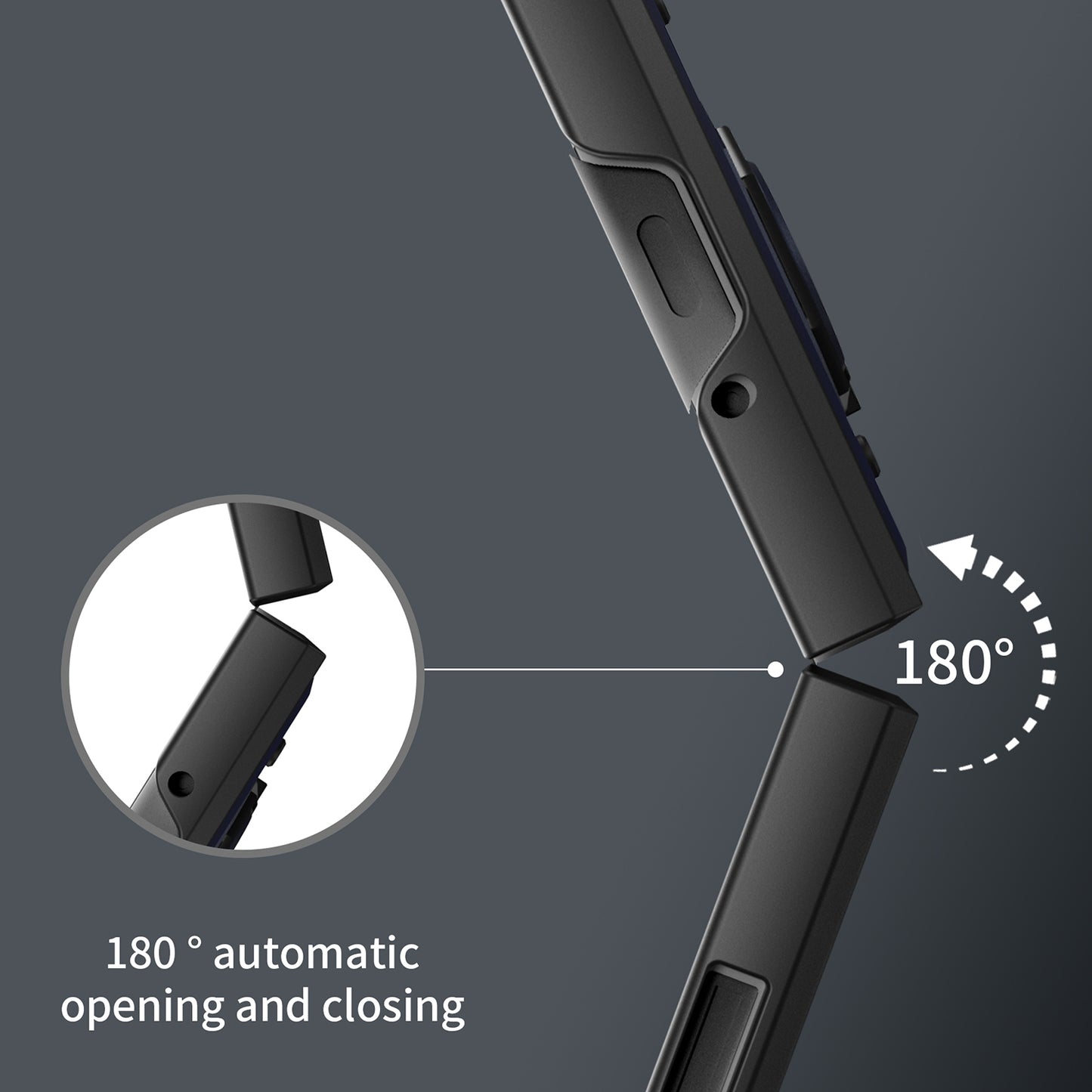 Kickstand Phone Case for Samsung Galaxy Z Flip5 5G , PC+TPU Magnetic Car Mount Phone Cover - Black