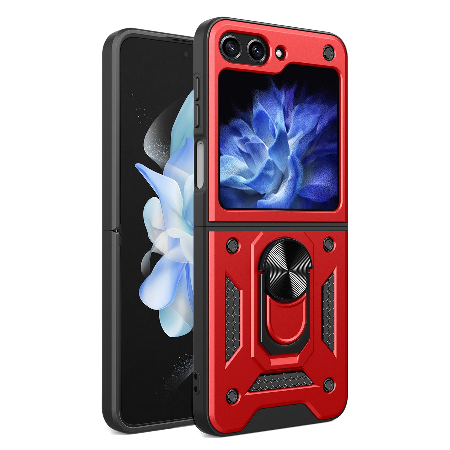 Kickstand Phone Case for Samsung Galaxy Z Flip5 5G , PC+TPU Magnetic Car Mount Phone Cover - Red