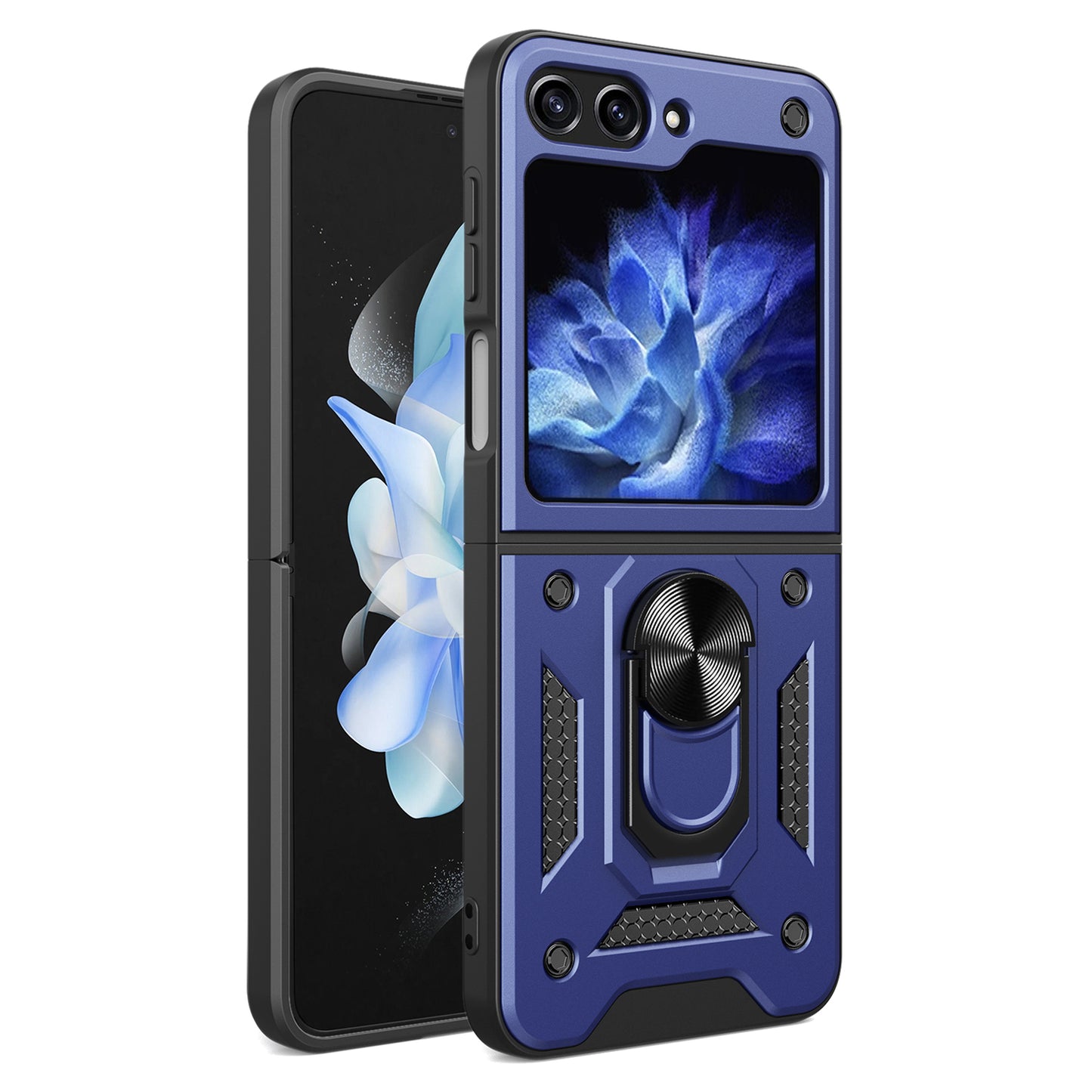 Kickstand Phone Case for Samsung Galaxy Z Flip5 5G , PC+TPU Magnetic Car Mount Phone Cover - Blue