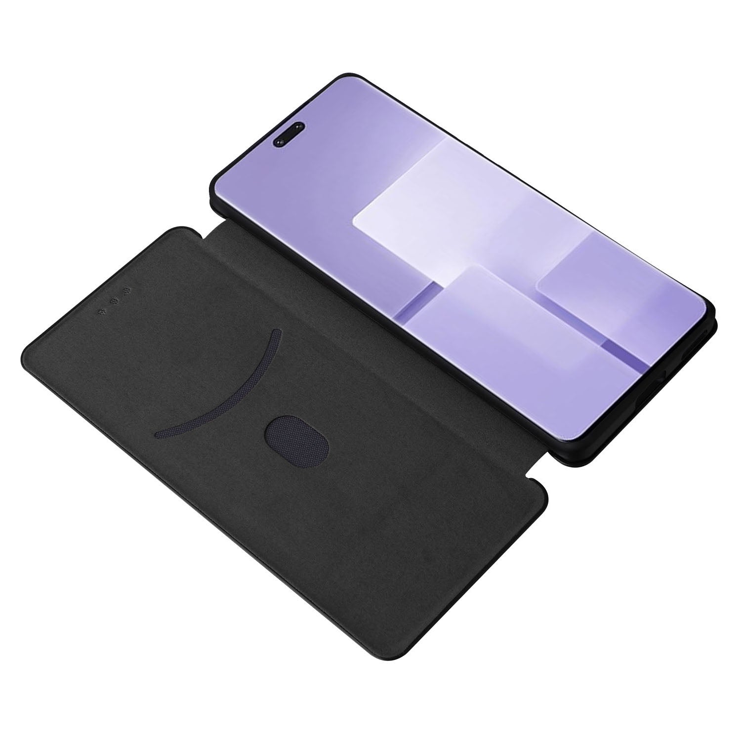 Uniqkart for Xiaomi Civi 3 5G Anti-Scratch Leather Phone Stand Case Carbon Fiber Texture Cover with Card Holder - Black