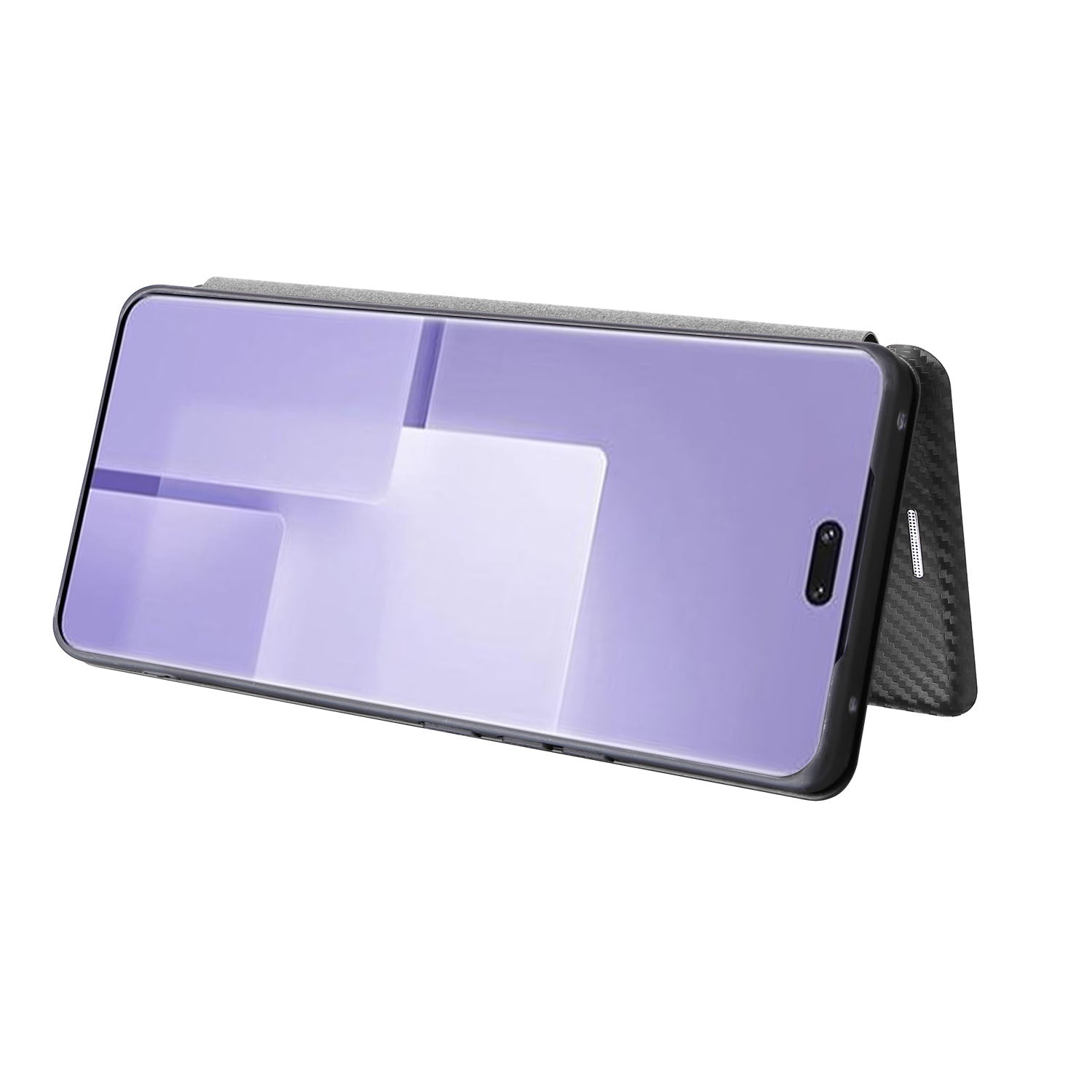 Uniqkart for Xiaomi Civi 3 5G Anti-Scratch Leather Phone Stand Case Carbon Fiber Texture Cover with Card Holder - Black